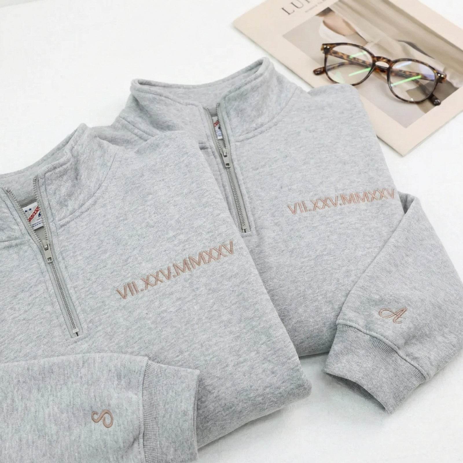 Sweats à capuche brodés personnalisés assortis pour couples