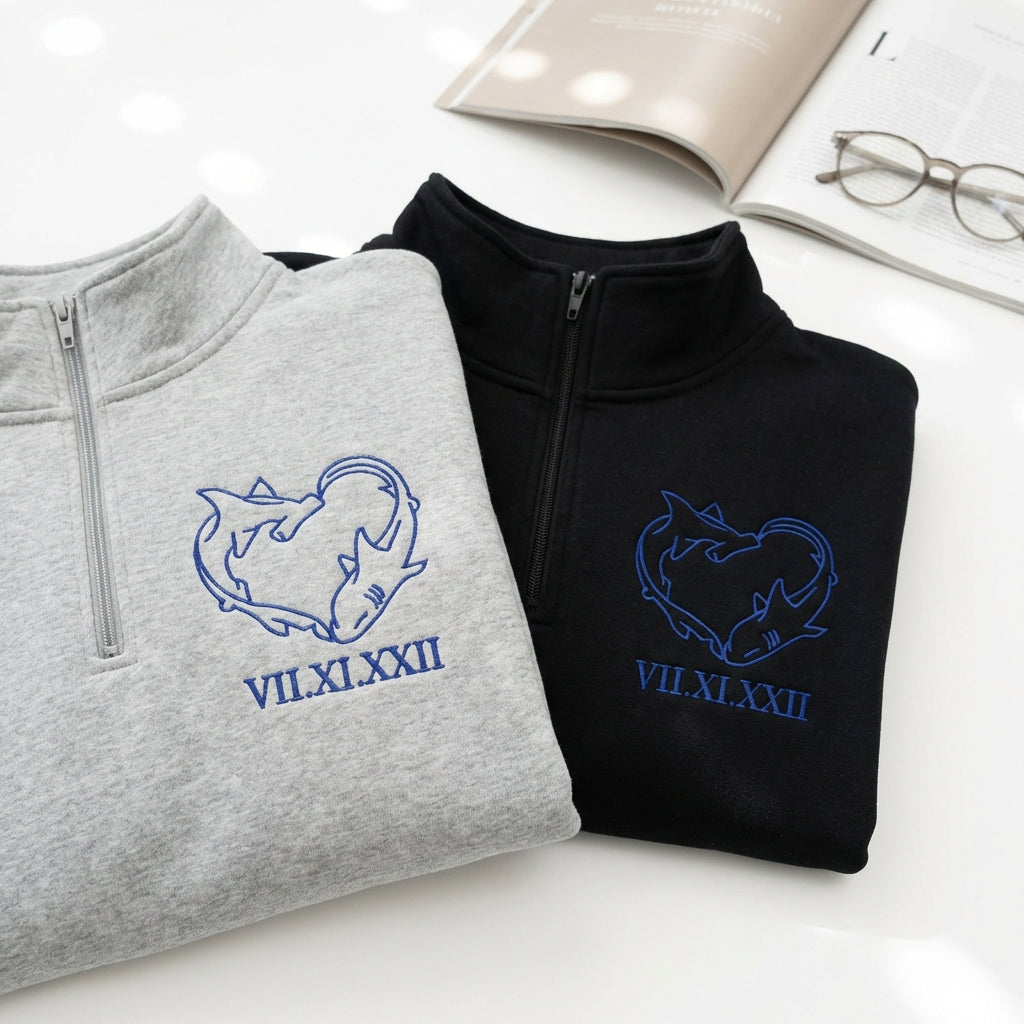 Sweats à capuche brodés personnalisés assortis pour couples