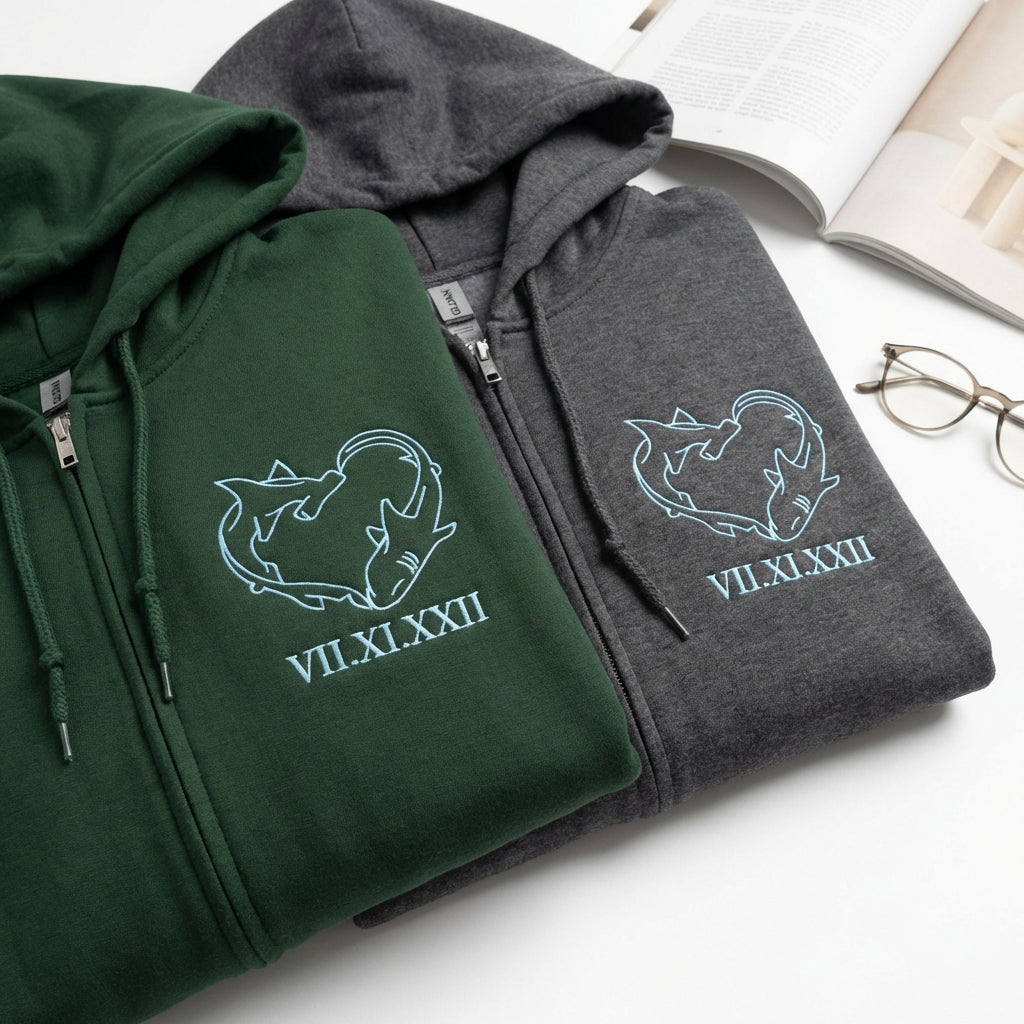 Sweats à capuche brodés personnalisés assortis pour couples