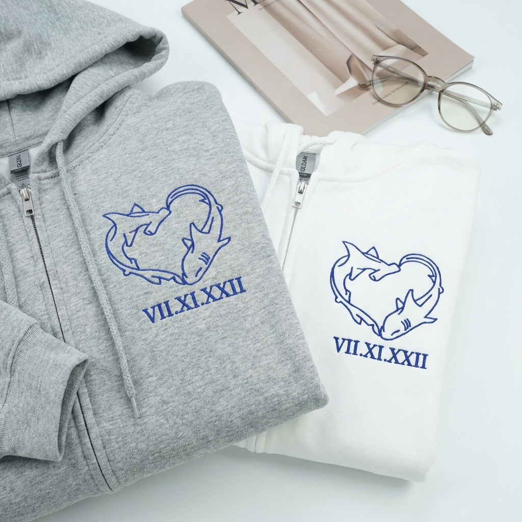 Sweats à capuche brodés personnalisés assortis pour couples