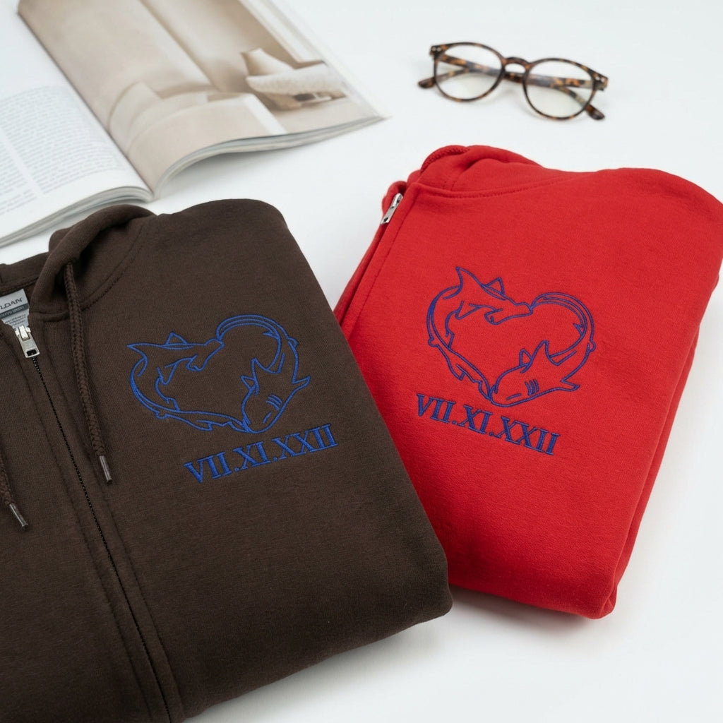 Sweats à capuche brodés personnalisés assortis pour couples