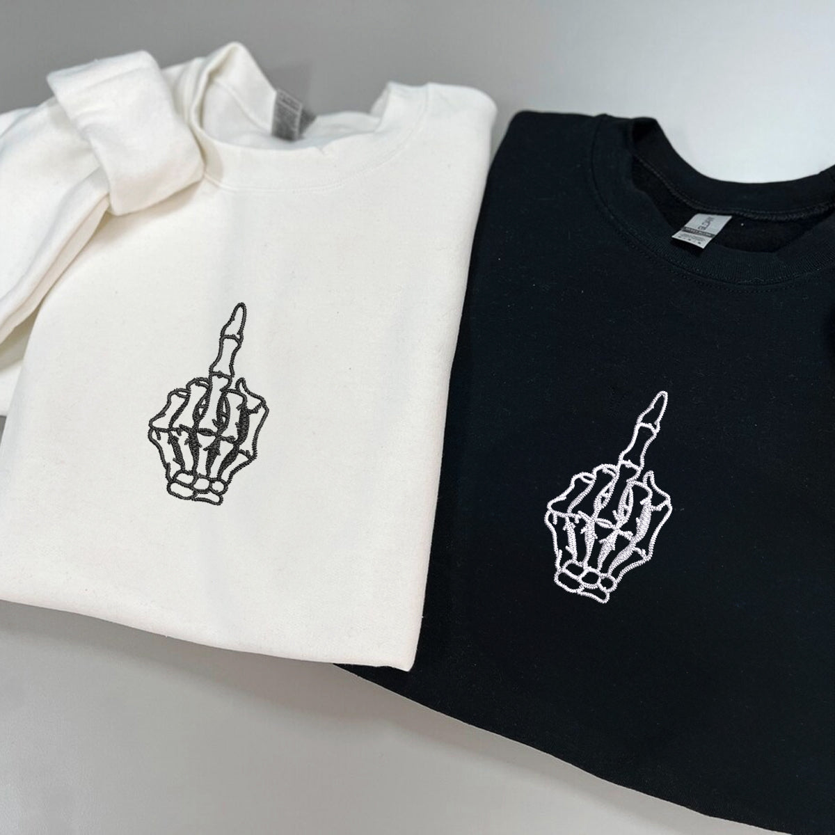 Individuell bestickte Skelett-Süße Hände passende Hoodies für Paare