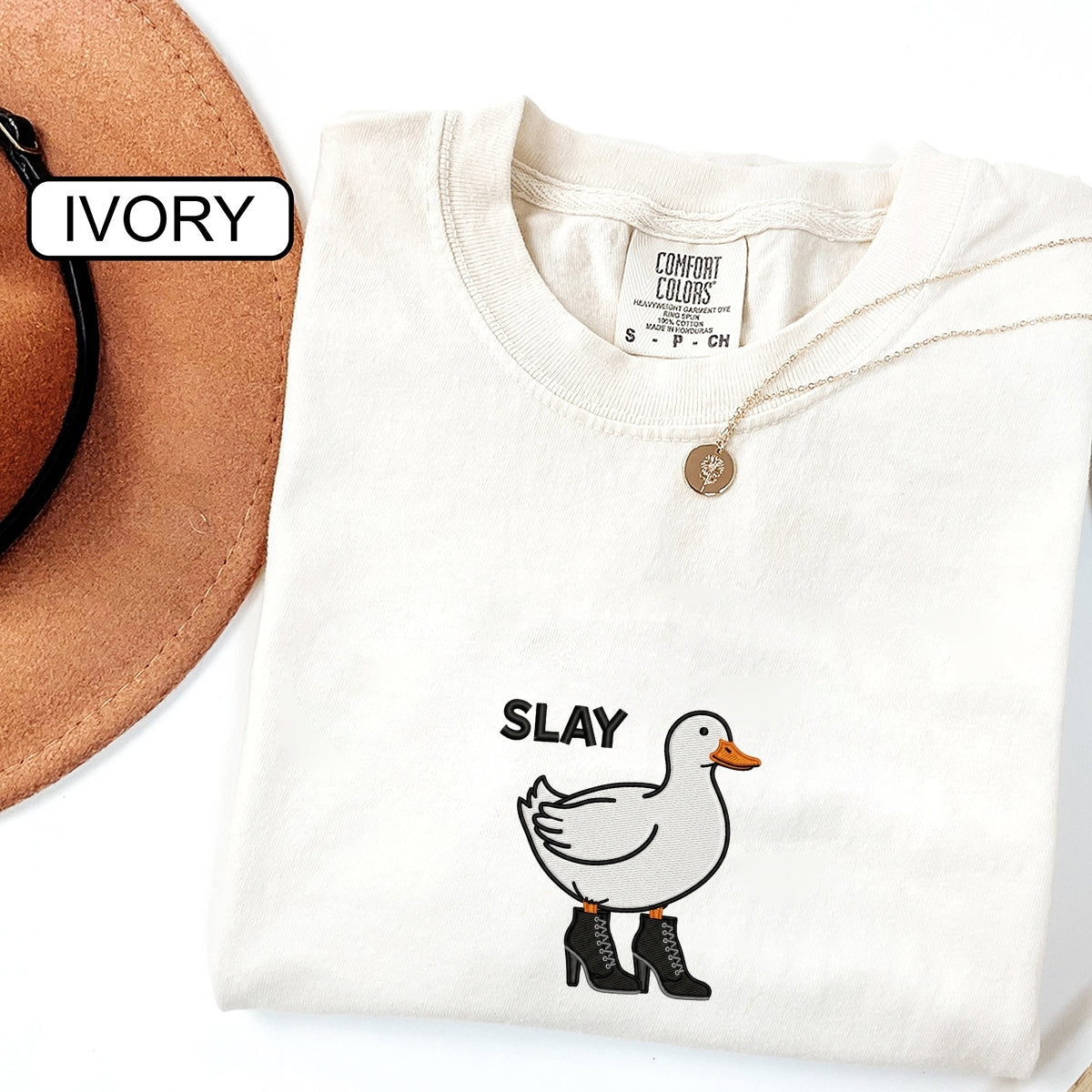 Custom Embroidered Slay Duck T-Shirt | Funny Meme Tee – Cute Duck Shirt Gift