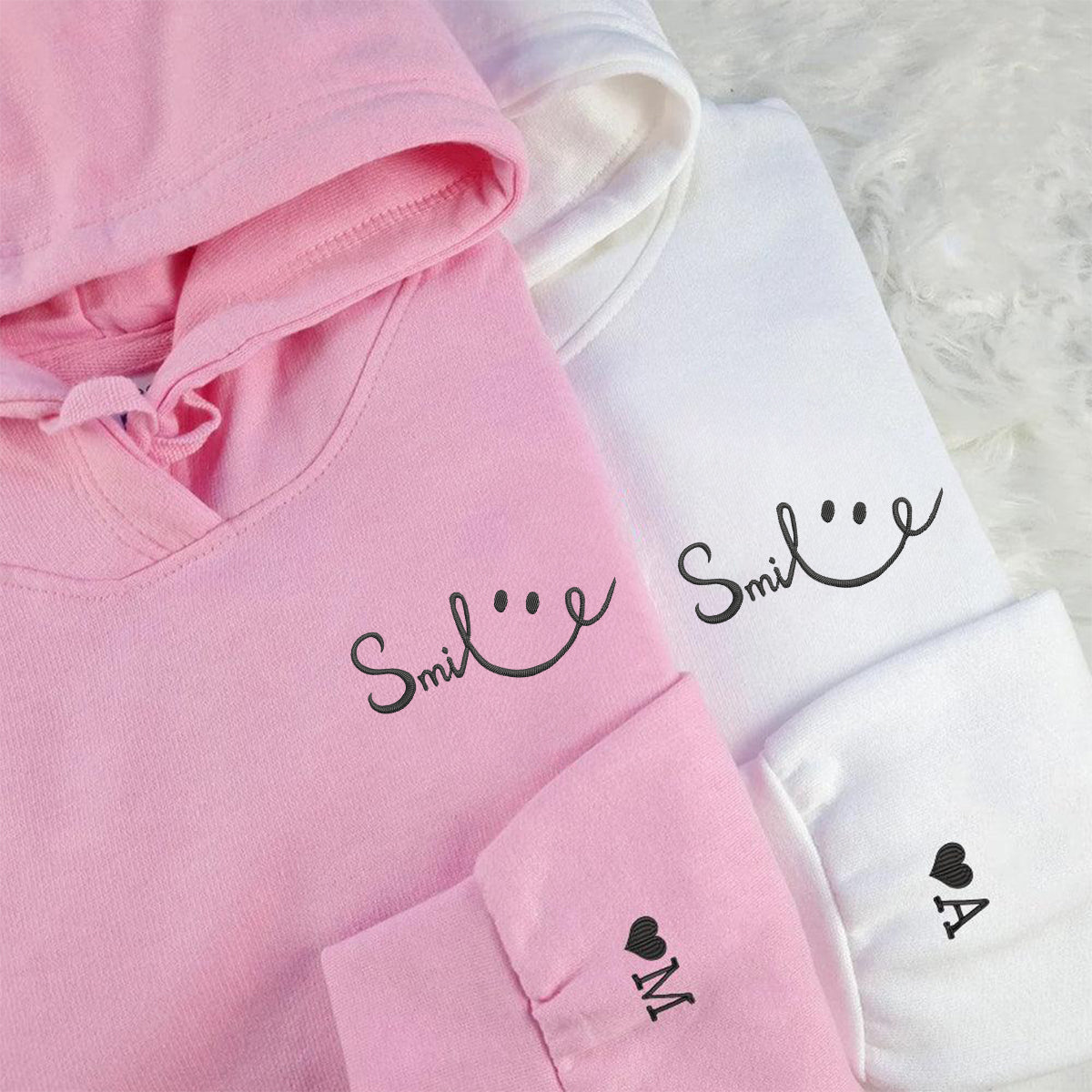 Individuell bestickte Engel- und Dämonenkatze-Kapuzenpullover für Paare