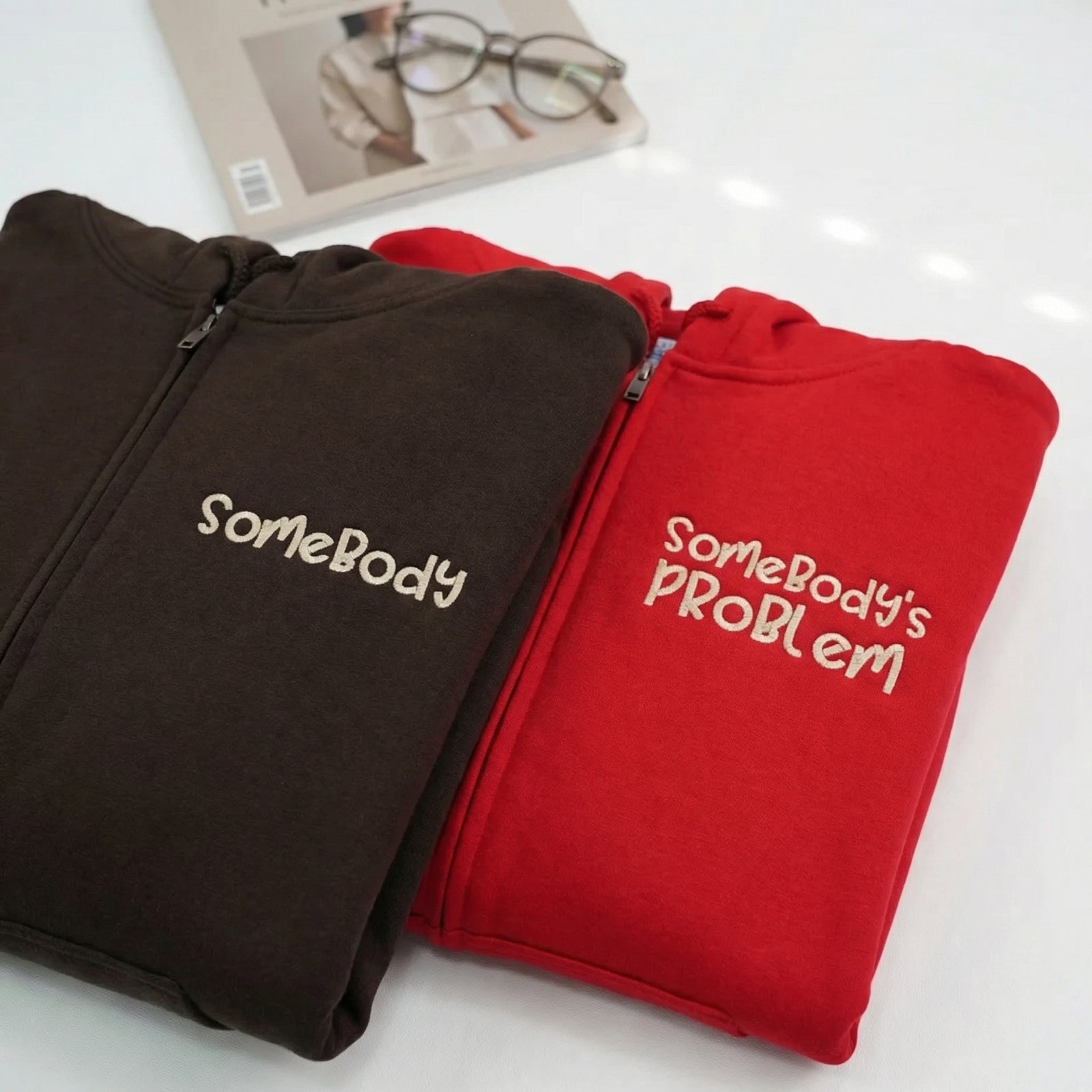 Sweats à capuche brodés personnalisés assortis pour couples