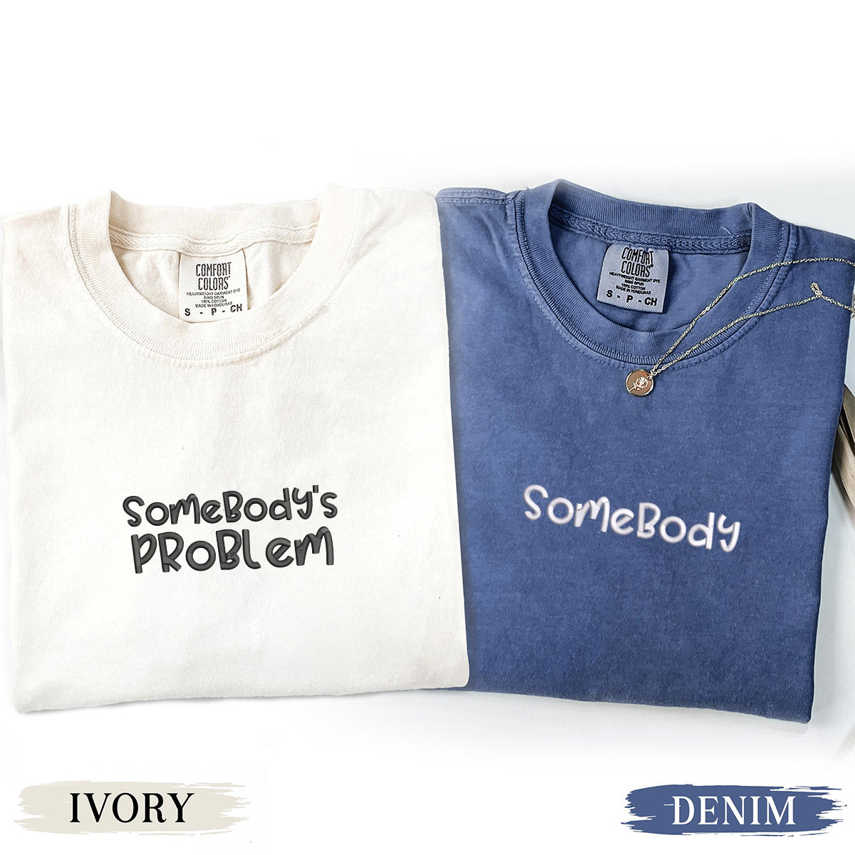 Benutzerdefinierte bestickte Somebody Somebody's Problem passende T-shirts für Paare
