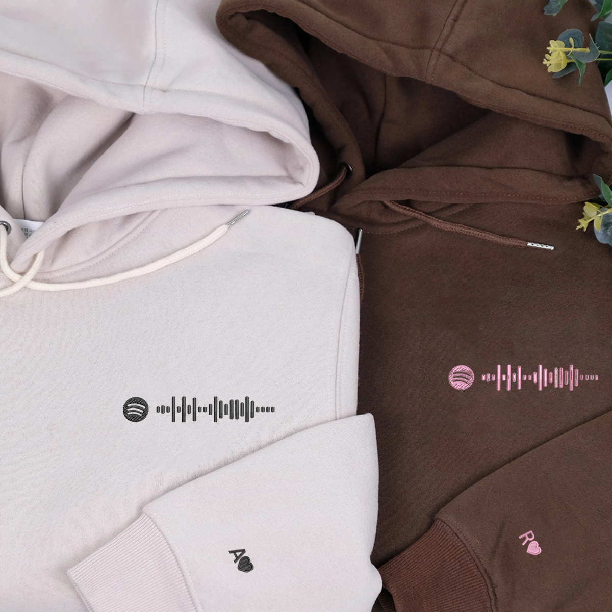 Individuell bestickte Spotify-Code-Kapuzenpullover für Paare