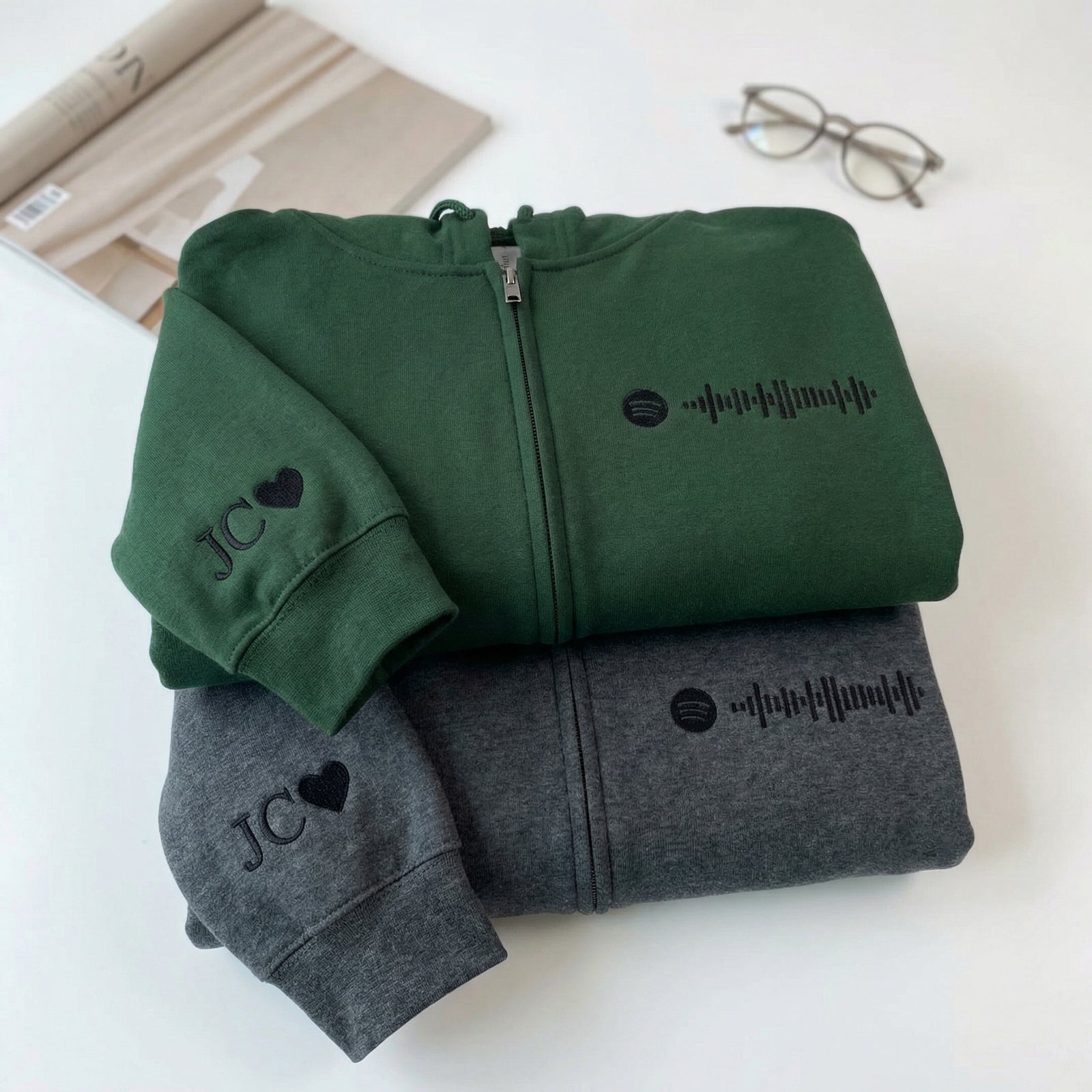 Sweats à capuche brodés personnalisés assortis pour couples