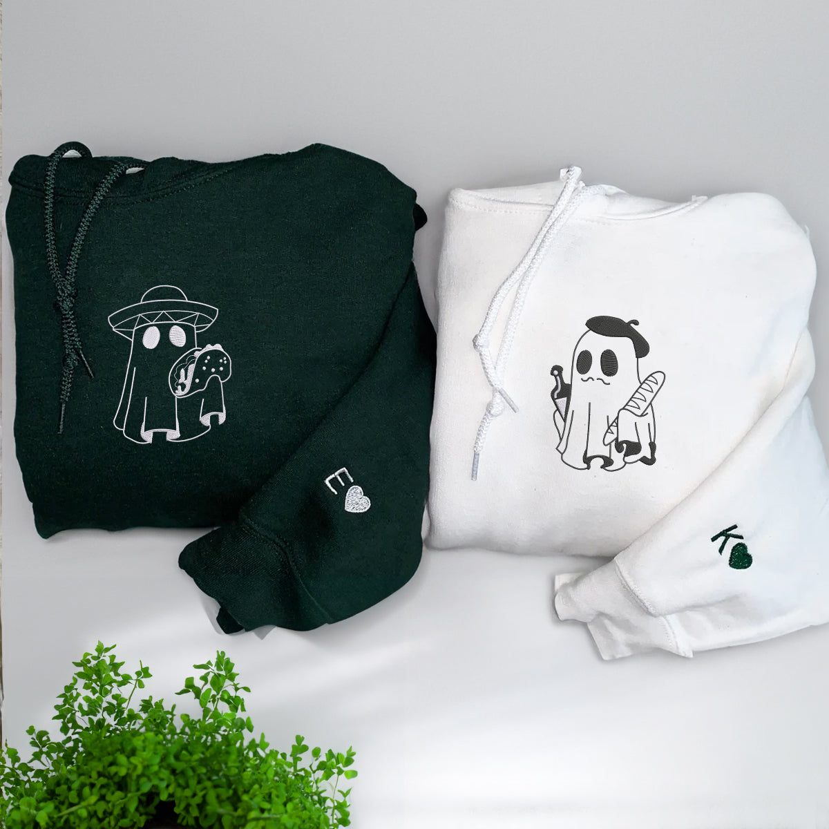 Individuell bestickte Taco- oder Brot-Kapuzenpullover für Paare
