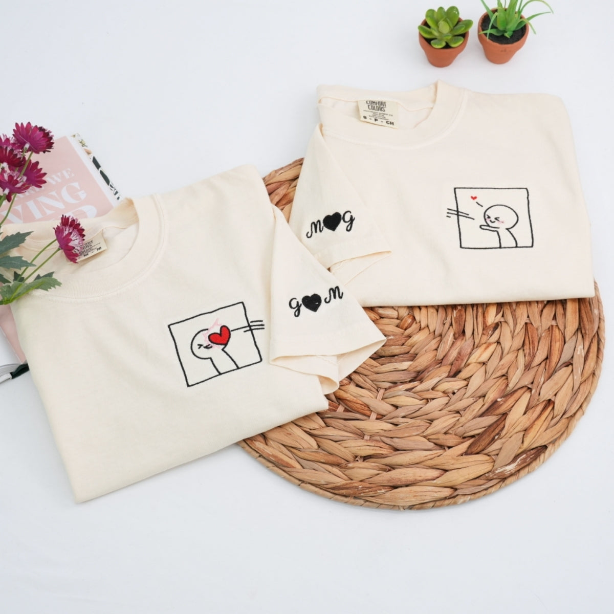 Individuell bestickte Froschkönig und Froschkönigin passende T-Shirts für Paare