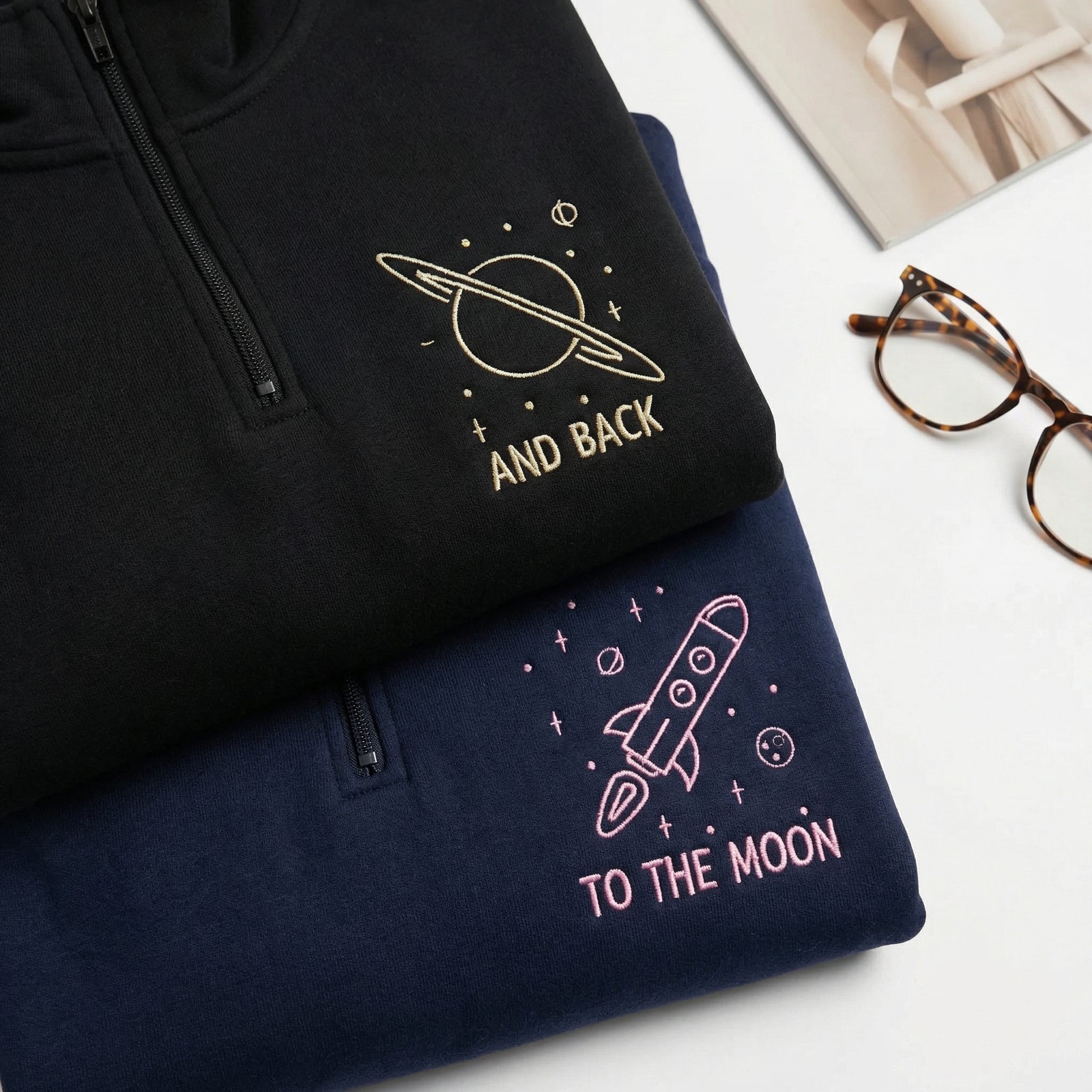 Sweats à capuche brodés personnalisés assortis pour couples