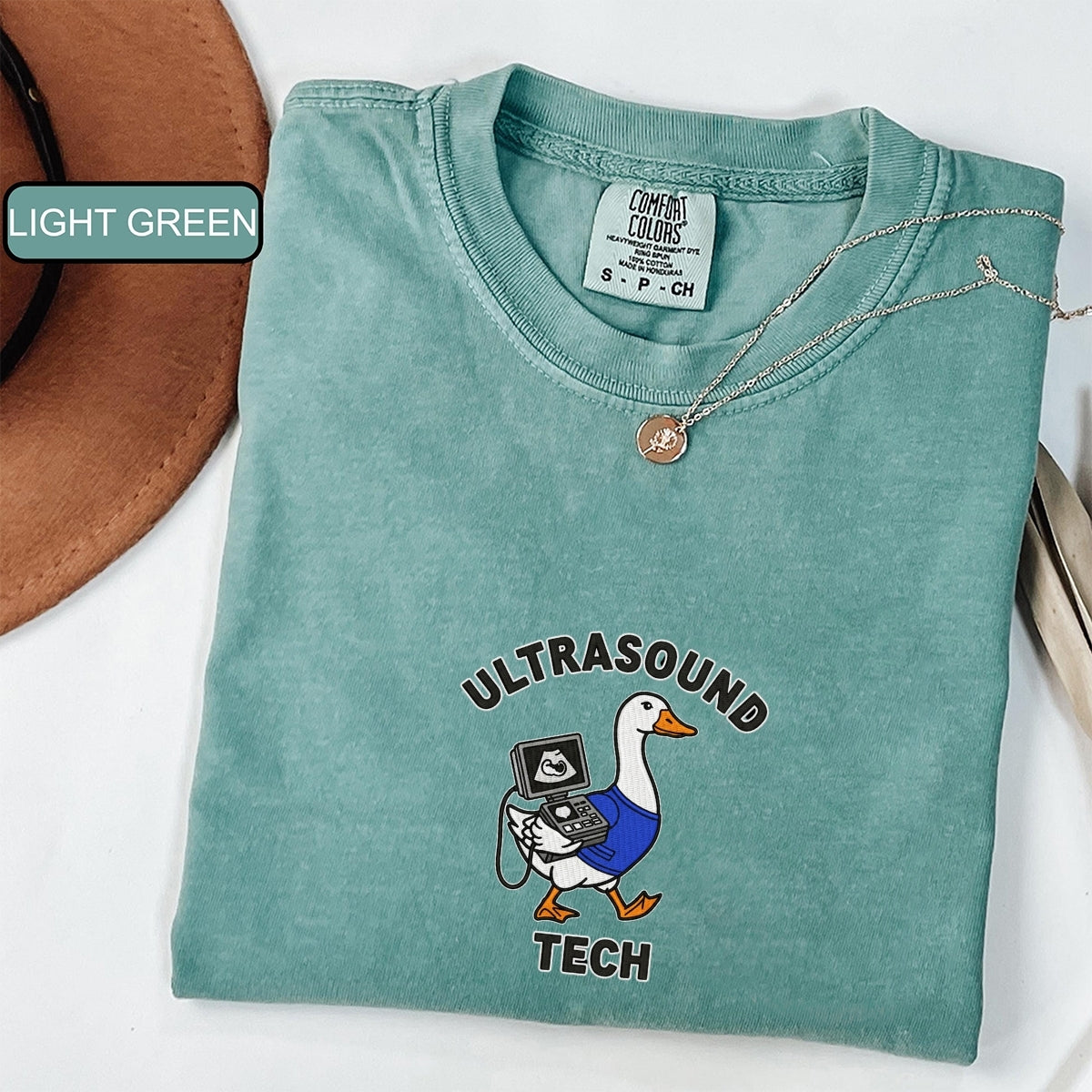 Custom Embroidered Ultrasound Tech Goose T-Shirt | Funny Sonographer Tee – Retro Medical Imaging Gift