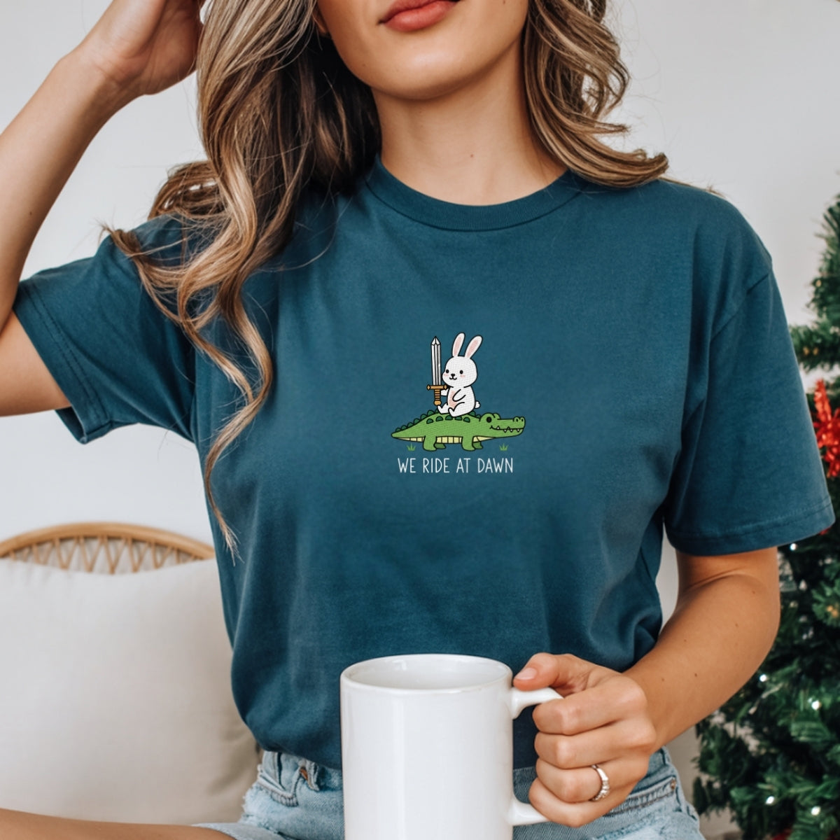 Custom Embroidered We Ride at Dawn T-Shirt | Funny Bunny & Alligator Tee –  Renaissance Faire Gift