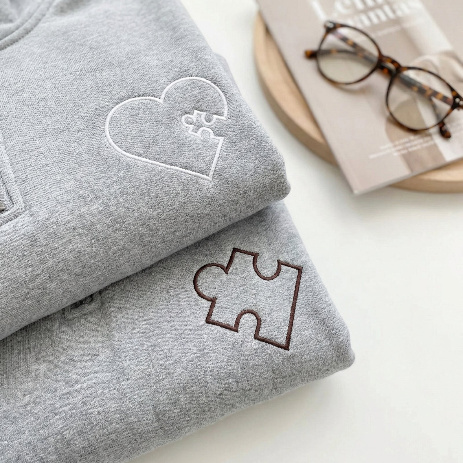 Sweats à capuche brodés personnalisés assortis pour couples