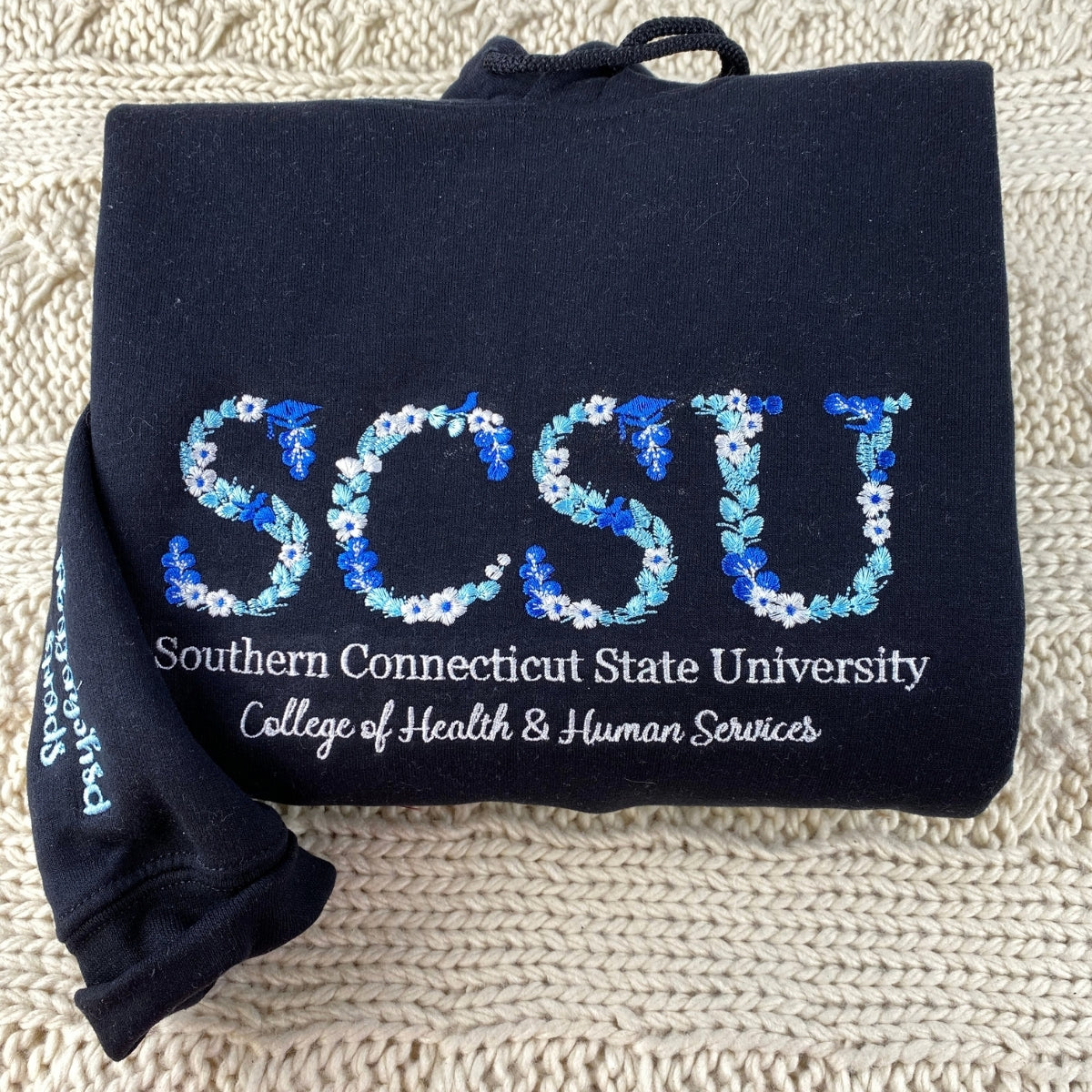 Custom Floral University Hoodies - College Embroidered Sweatshirts - Personalized Student Gift