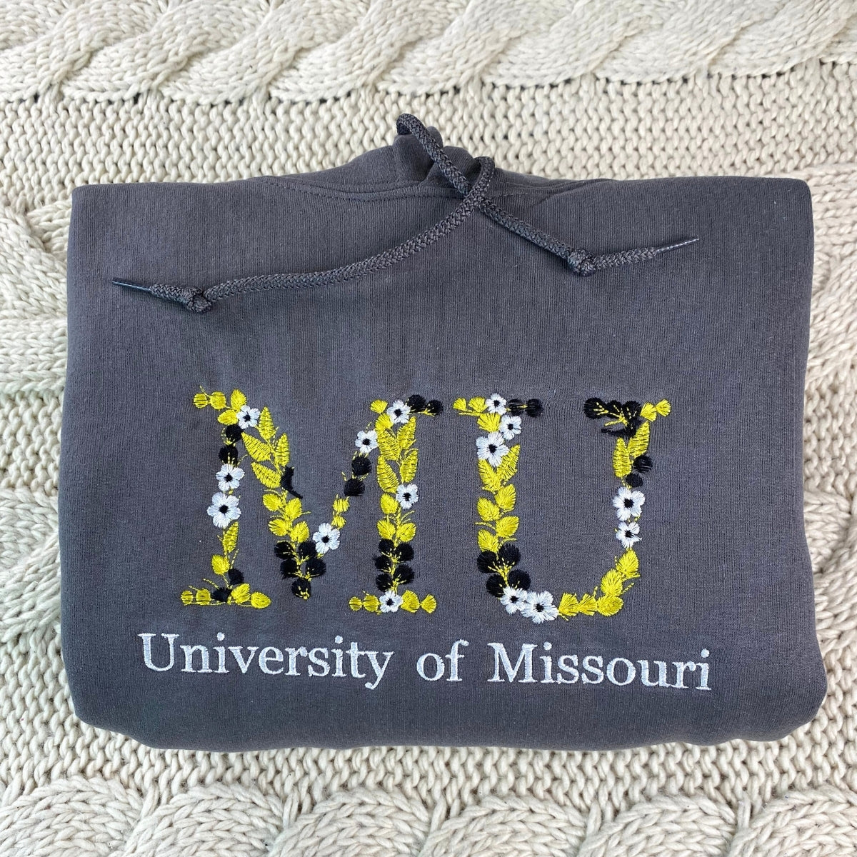 Custom Floral University Hoodies - College Embroidered Sweatshirts - Personalized Student Gift