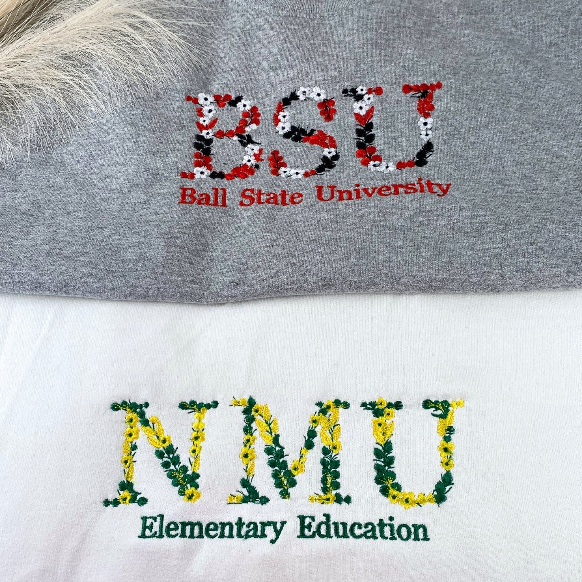 Custom Floral University Hoodies - College Embroidered Sweatshirts - Personalized Student Gift