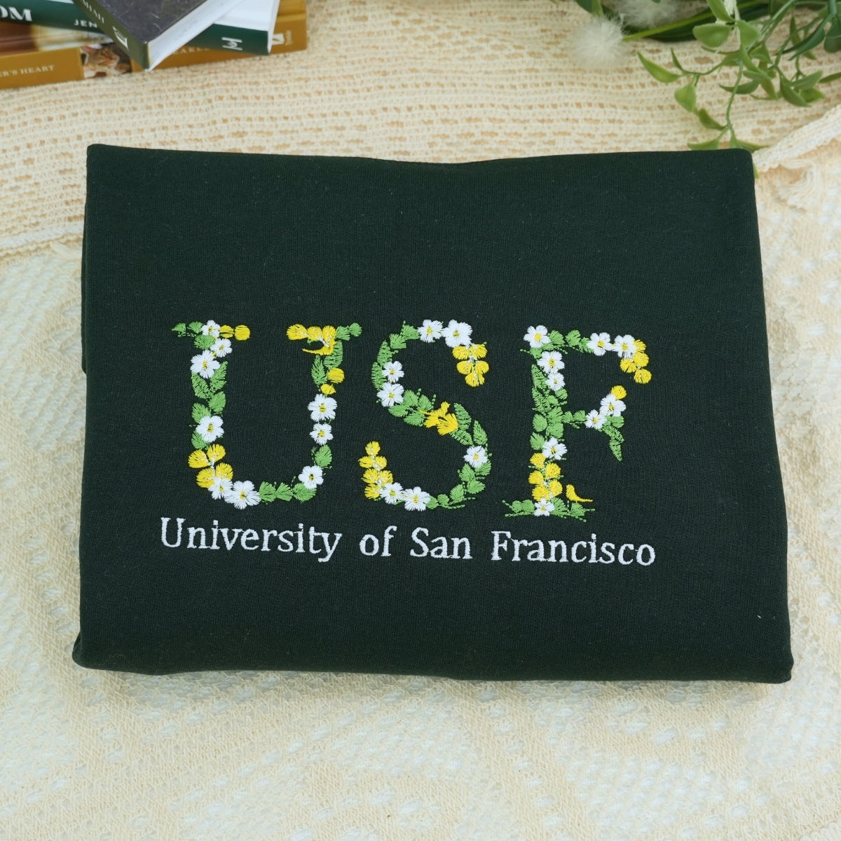 Custom Graduation Hoodies - Floral Embroidered University Sweatshirts - Graduate Gift