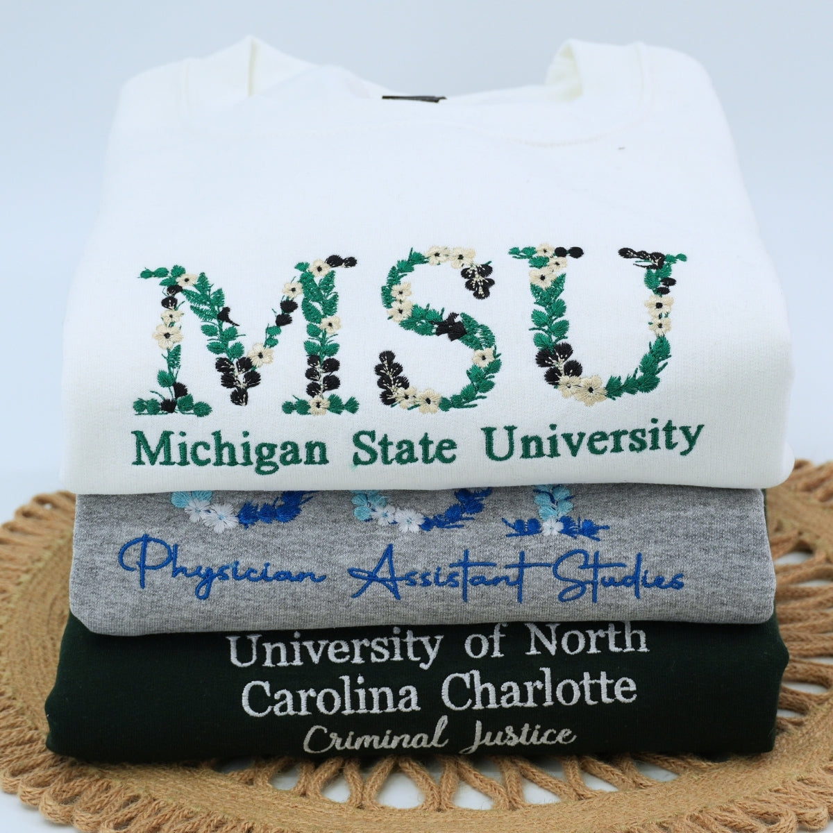 Custom Graduation Hoodies - Floral Embroidered University Sweatshirts - Graduate Gift
