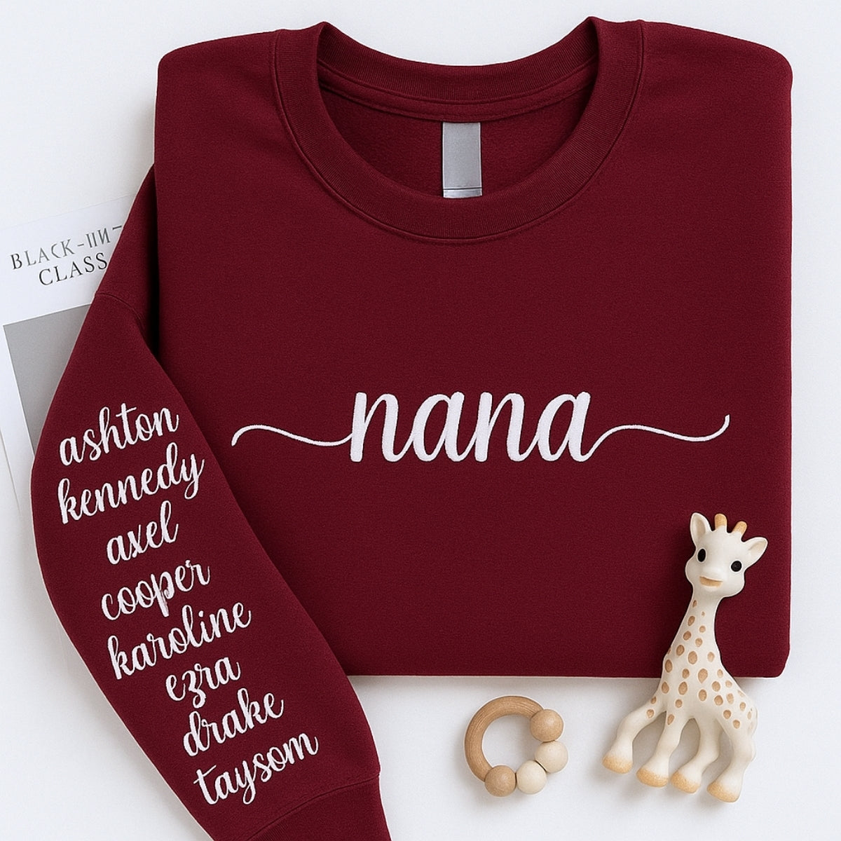 Custom Grandchildren Names Sweatshirt - Nana Hoodie with Kids Names Embroidered - Personalized Grandma Gift