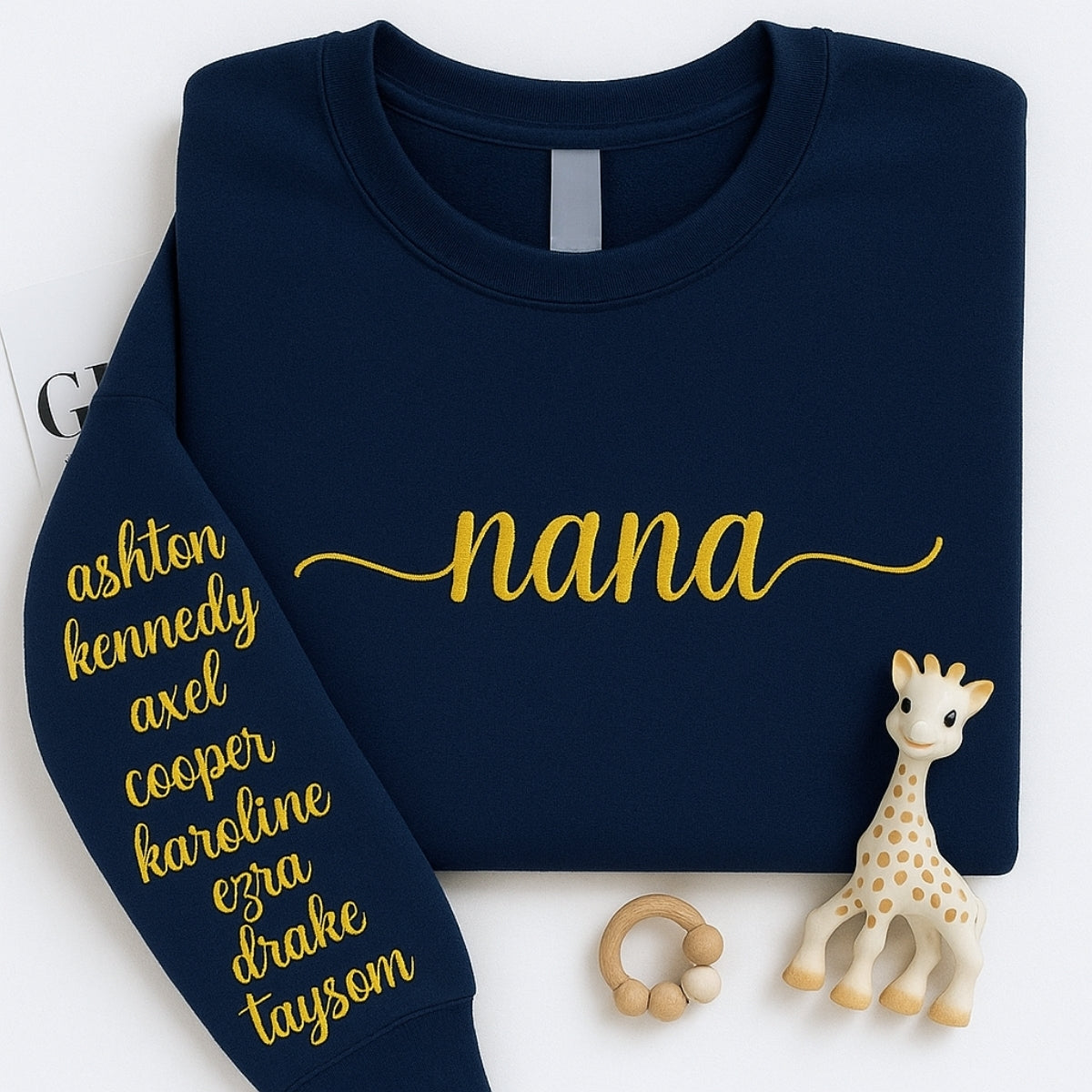 Custom Grandchildren Names Sweatshirt - Nana Hoodie with Kids Names Embroidered - Personalized Grandma Gift