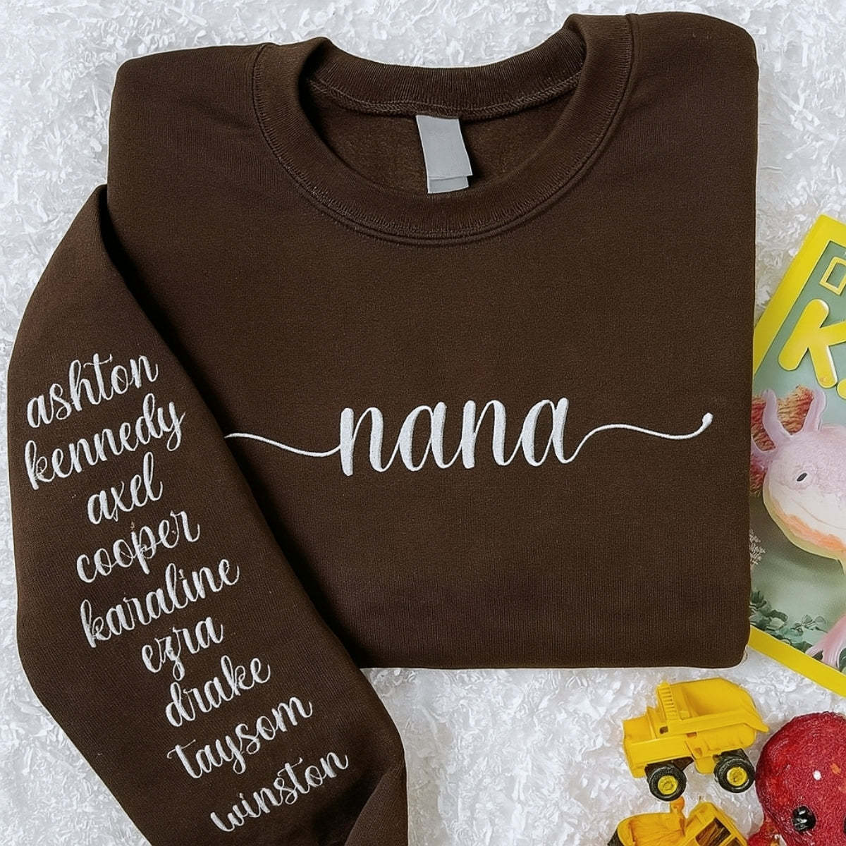 Custom Grandchildren Names Sweatshirt - Nana Hoodie with Kids Names Embroidered - Personalized Grandma Gift