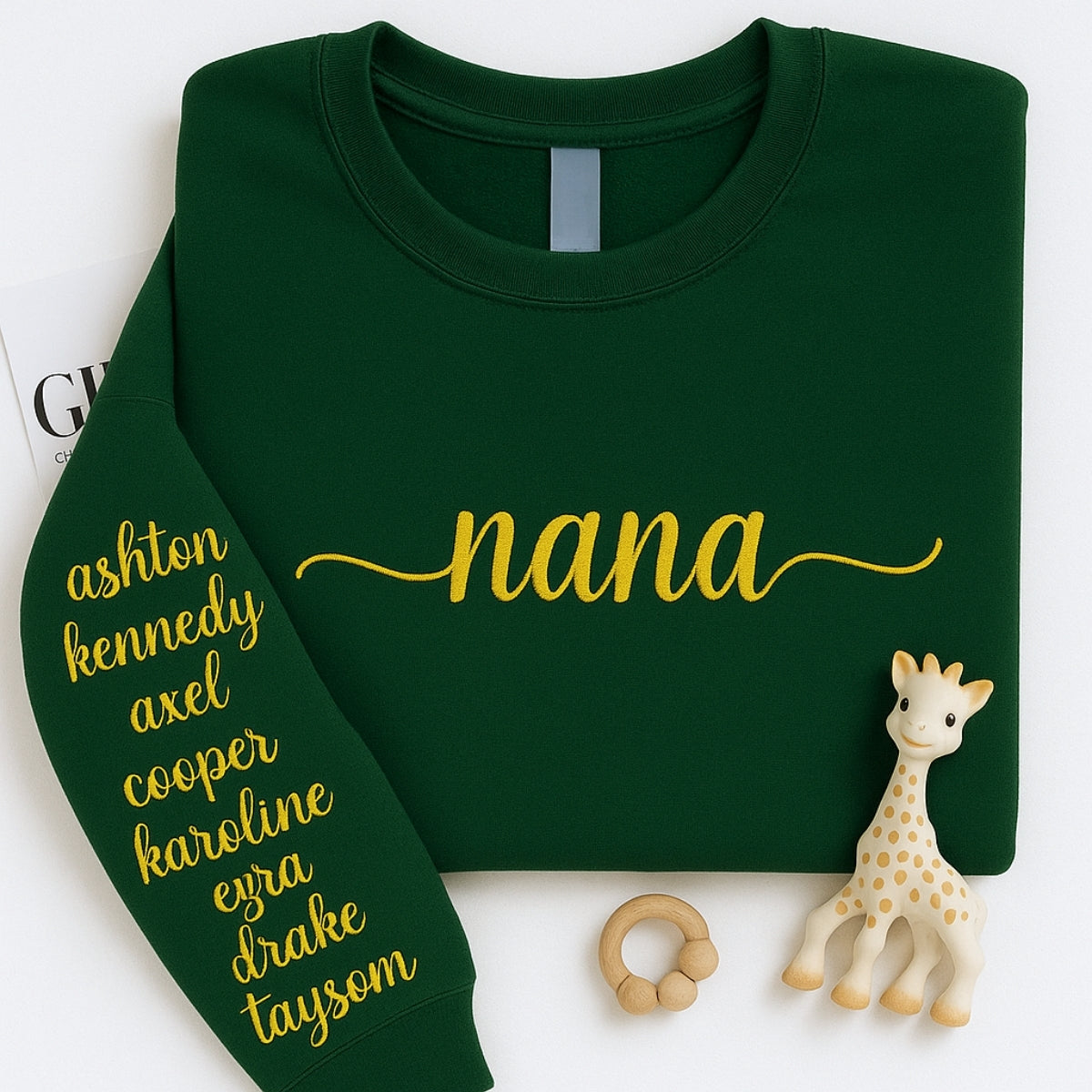 Custom Grandchildren Names Sweatshirt - Nana Hoodie with Kids Names Embroidered - Personalized Grandma Gift