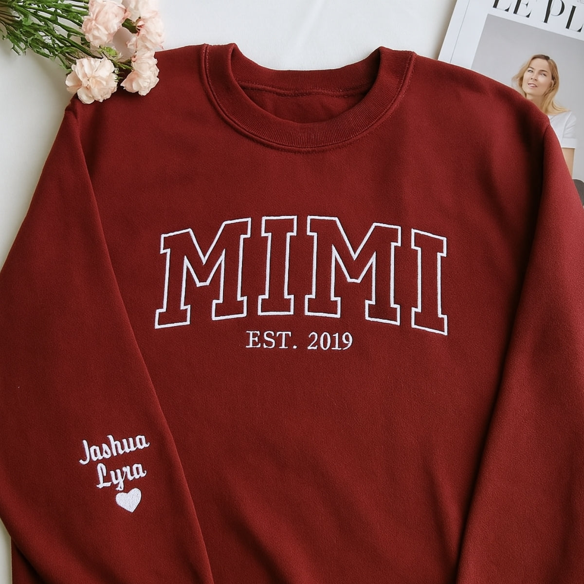 Custom Mimi Hoodies with Established Year - Personalized Grandma Varsity Sweatshirts with Names