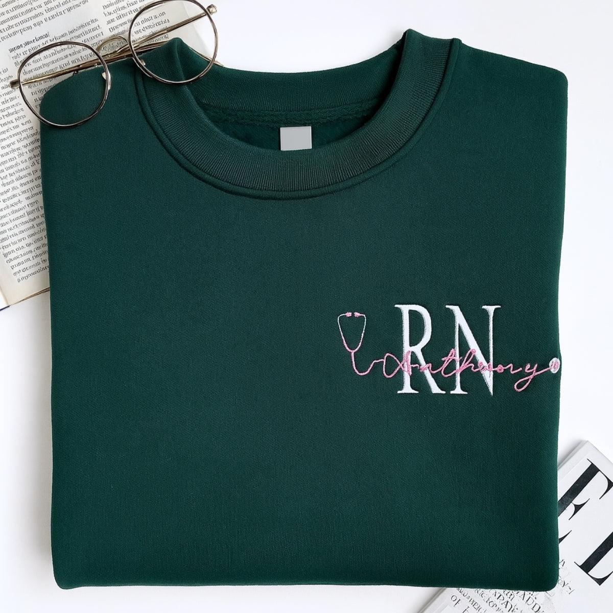 Custom RN Hoodies - Personalized Registered Nurse Embroidered Sweatshirts - RN Gift
