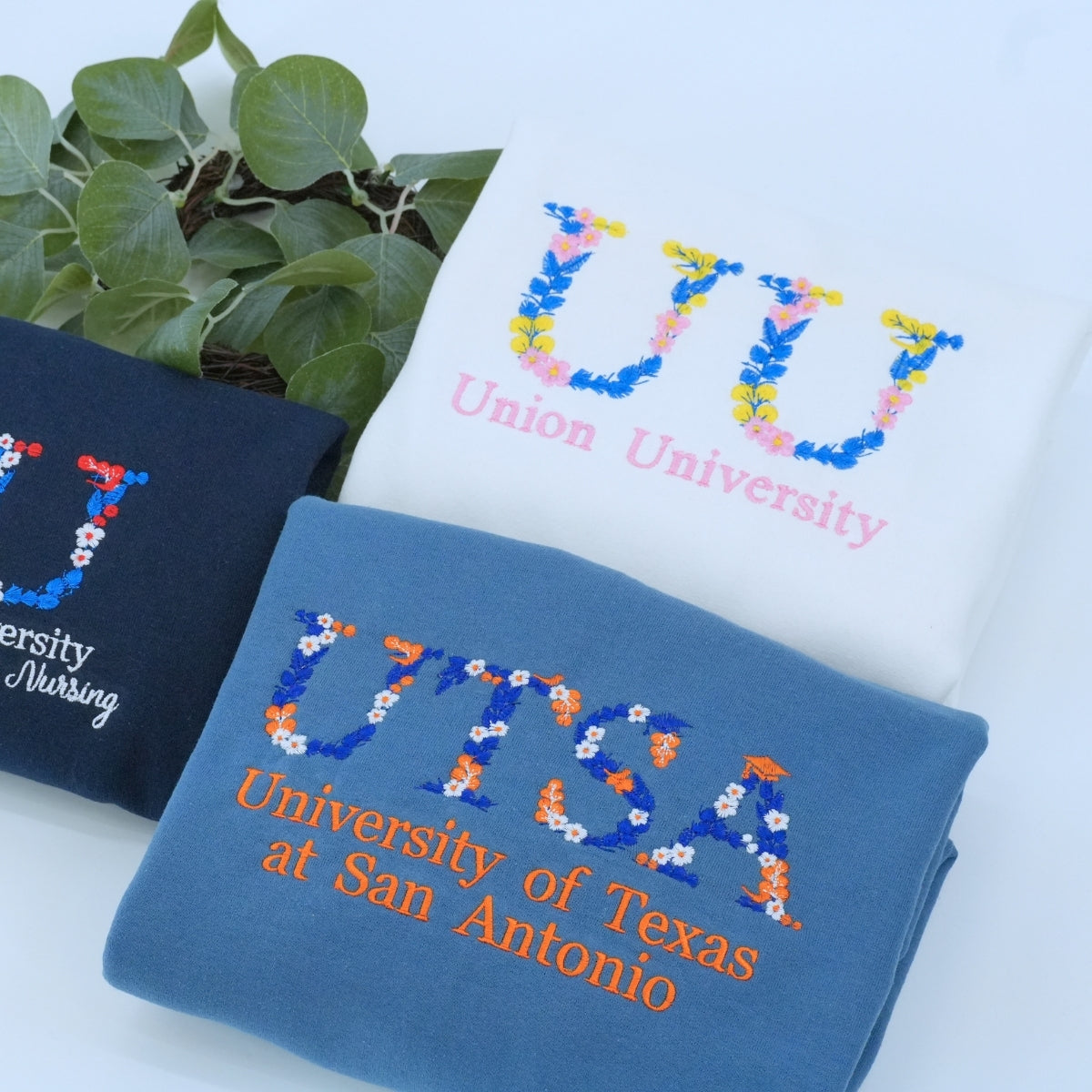 Custom School Hoodies - Floral Embroidered University Sweatshirts - Perfect Student Graduation Gift