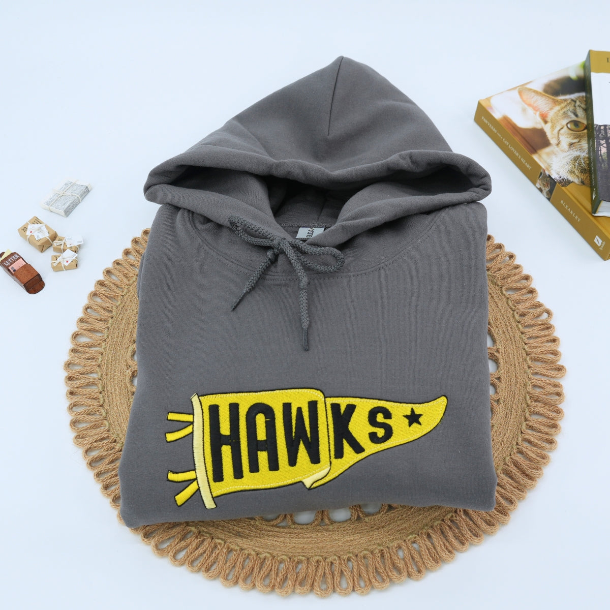 Individuell bestickte Engel- und Dämonenkatze-Kapuzenpullover für Paare