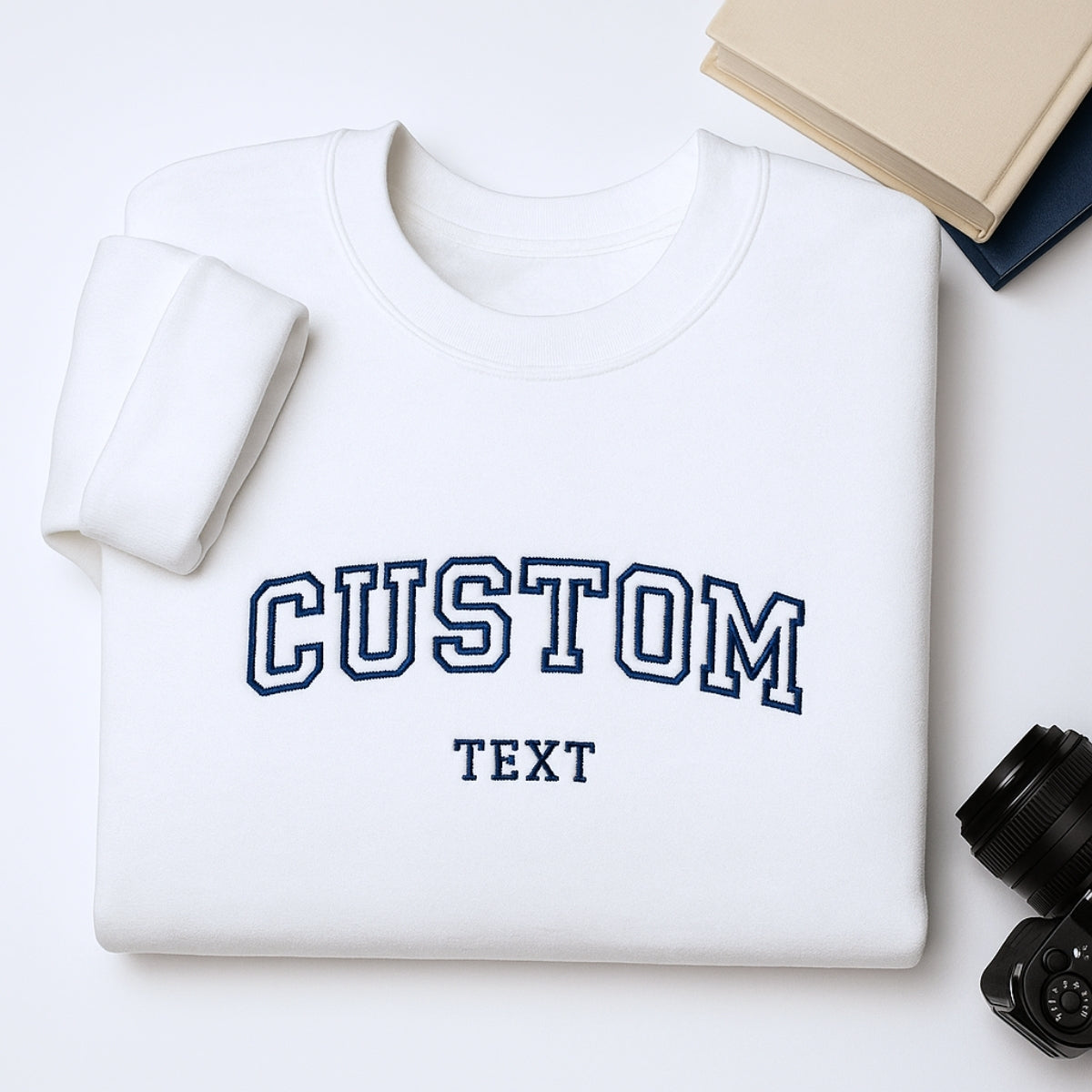 Custom Text Hoodie - Personalized Varsity Embroidered Hooded Sweatshirt - Your Words & Names Gift