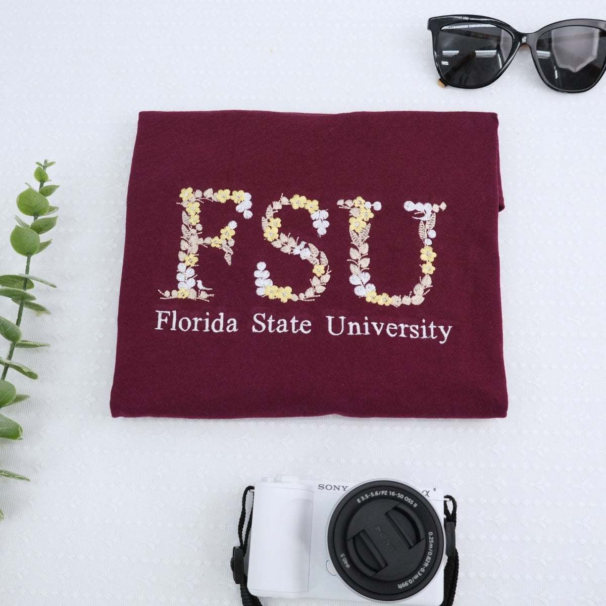 Custom University Hoodies with Floral Letters - College Graduation Sweatshirts - Personalized School Spirit