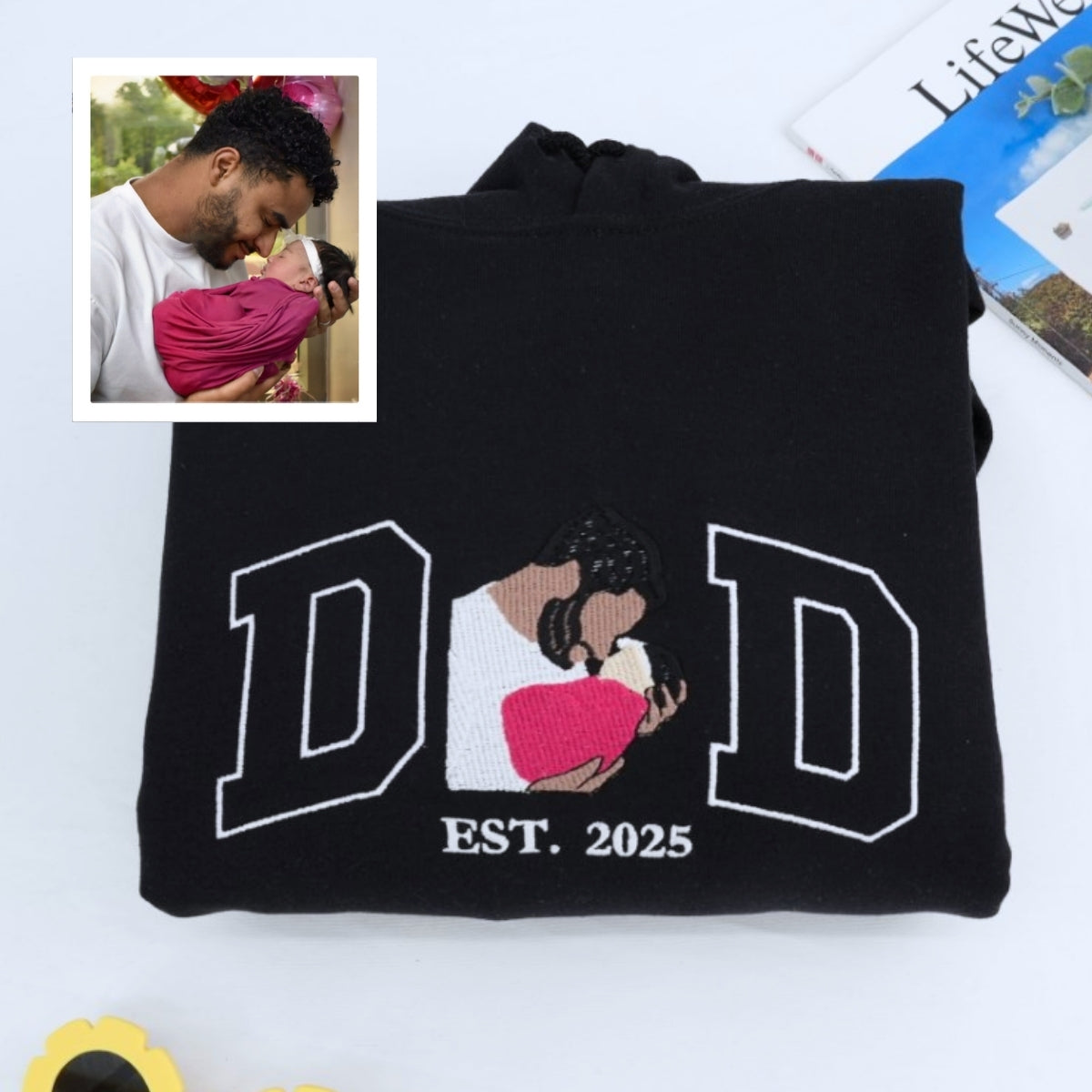 Dad Daughter Custom Hoodies - Father Embroidered Sweatshirts New Dad - Perfect Father's Day Gift