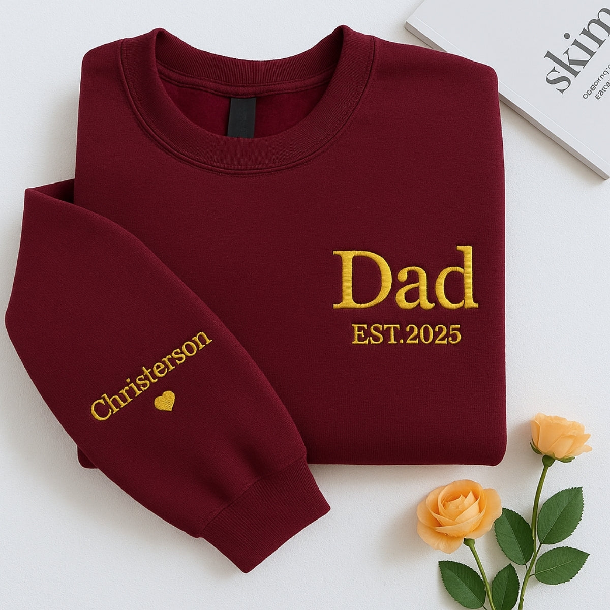 Dad EST Embroidered Hoodie - Custom Kids Names - Father's Day Gift