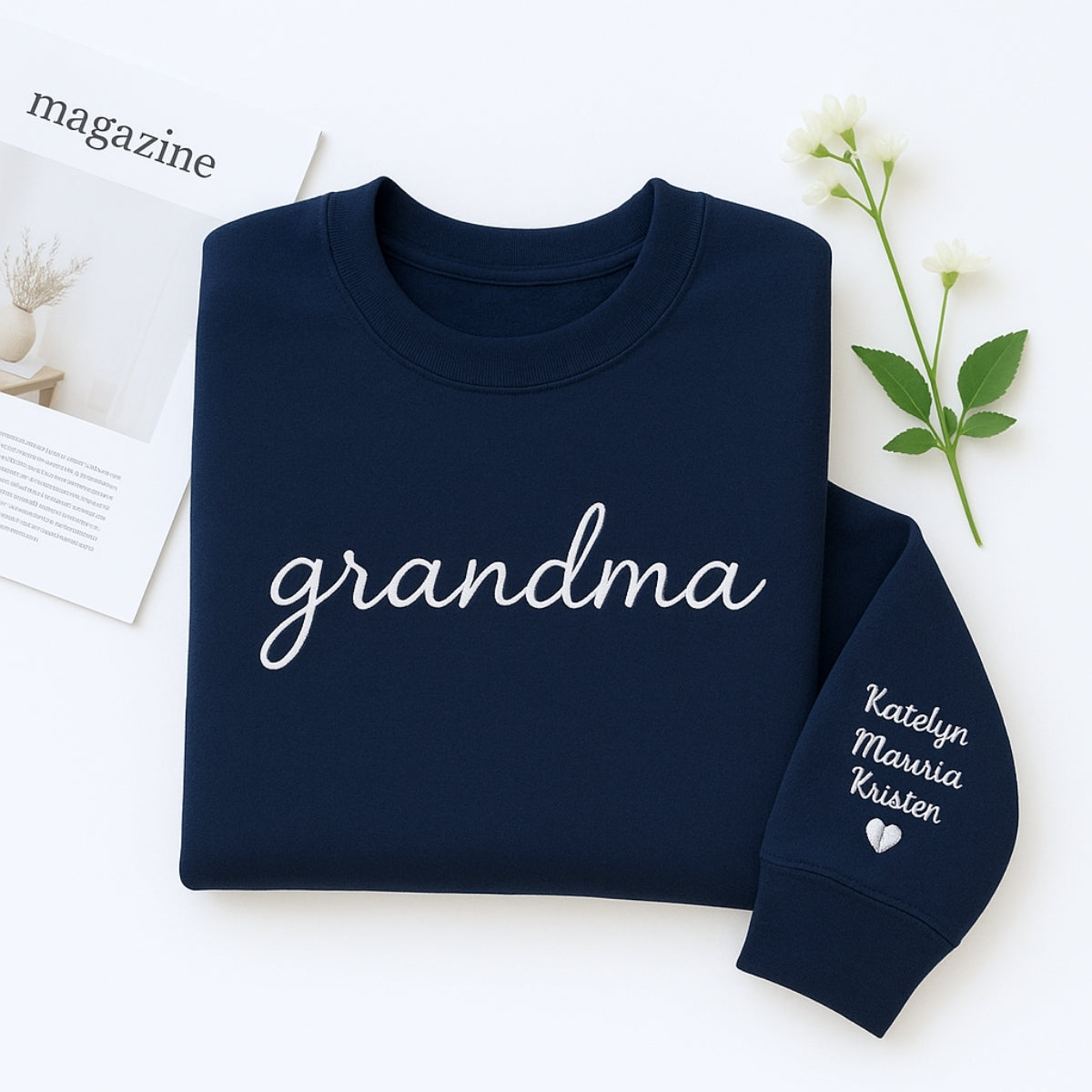Grandma Christmas Sweatshirts - Personalized Grandchildren Names Crew Neck - Perfect Holiday Gift