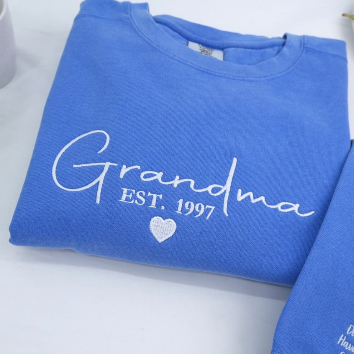 Grandma Custom Hoodie - Personalized Grandchildren Names Embroidered Sweatshirt - Perfect Grandmother Gift