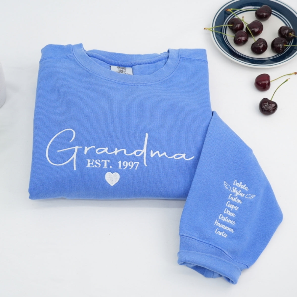 Grandma Custom Hoodie - Personalized Grandchildren Names Embroidered Sweatshirt - Perfect Grandmother Gift