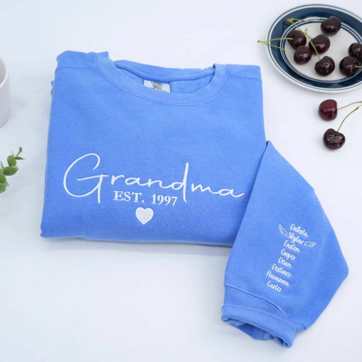 Grandma Custom Hoodie - Personalized Grandchildren Names Embroidered Sweatshirt - Perfect Grandmother Gift
