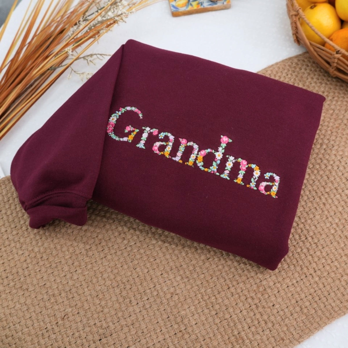 Grandma Custom Hoodies - Floral Embroidered Sweatshirts - Perfect Grandmother Gift Mother's Day