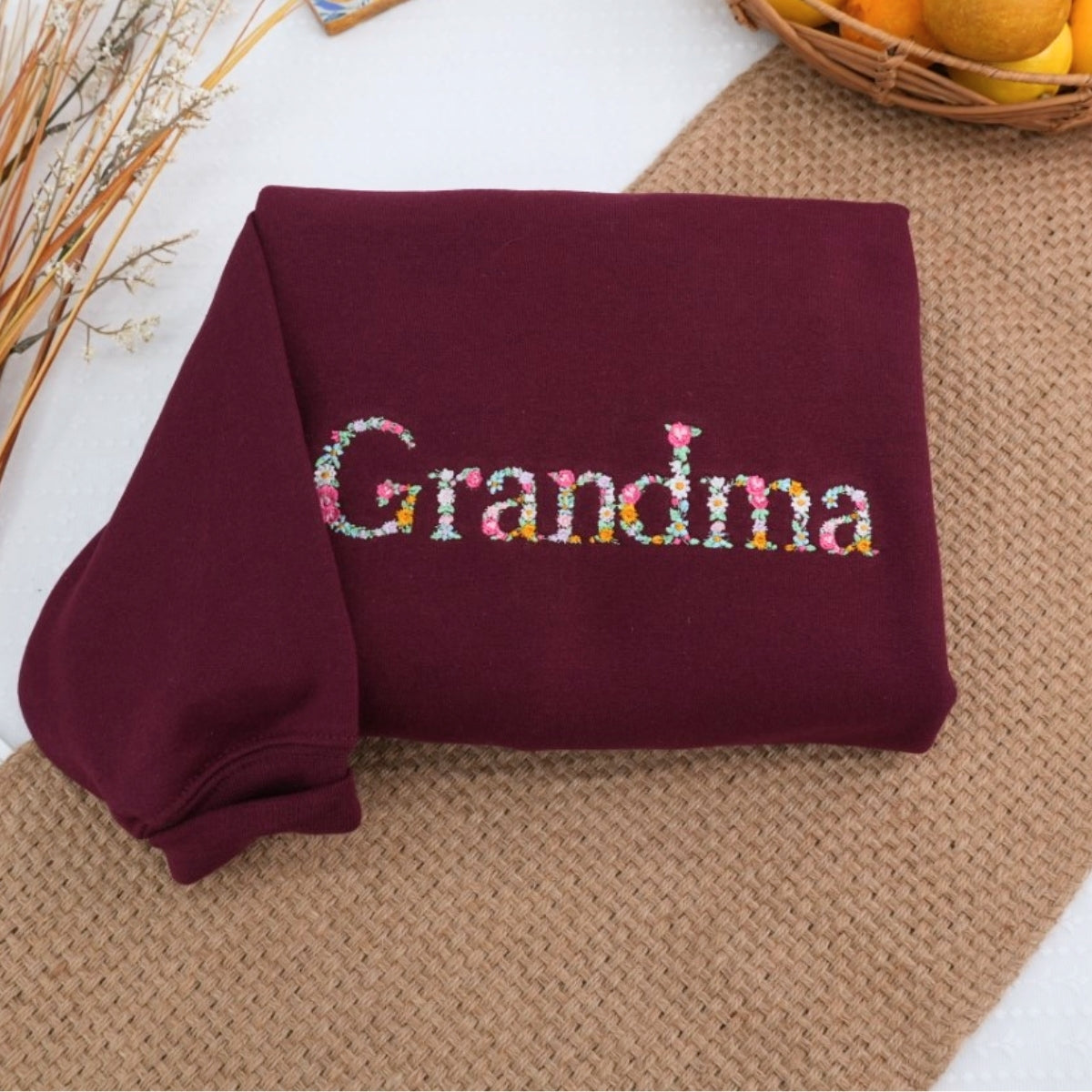 Grandma Custom Hoodies - Floral Embroidered Sweatshirts - Perfect Grandmother Gift Mother's Day