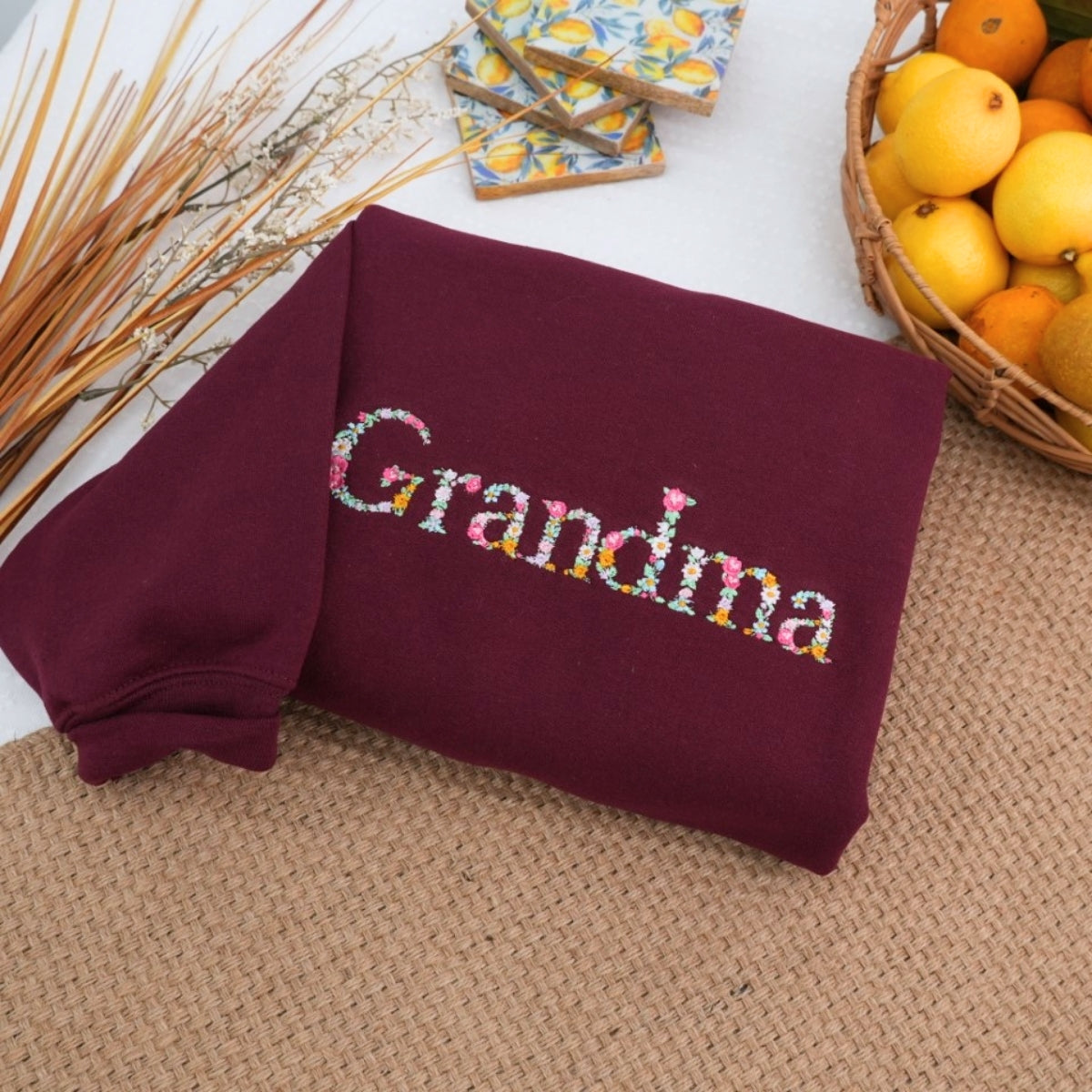 Grandma Custom Hoodies - Floral Embroidered Sweatshirts - Perfect Grandmother Gift Mother's Day