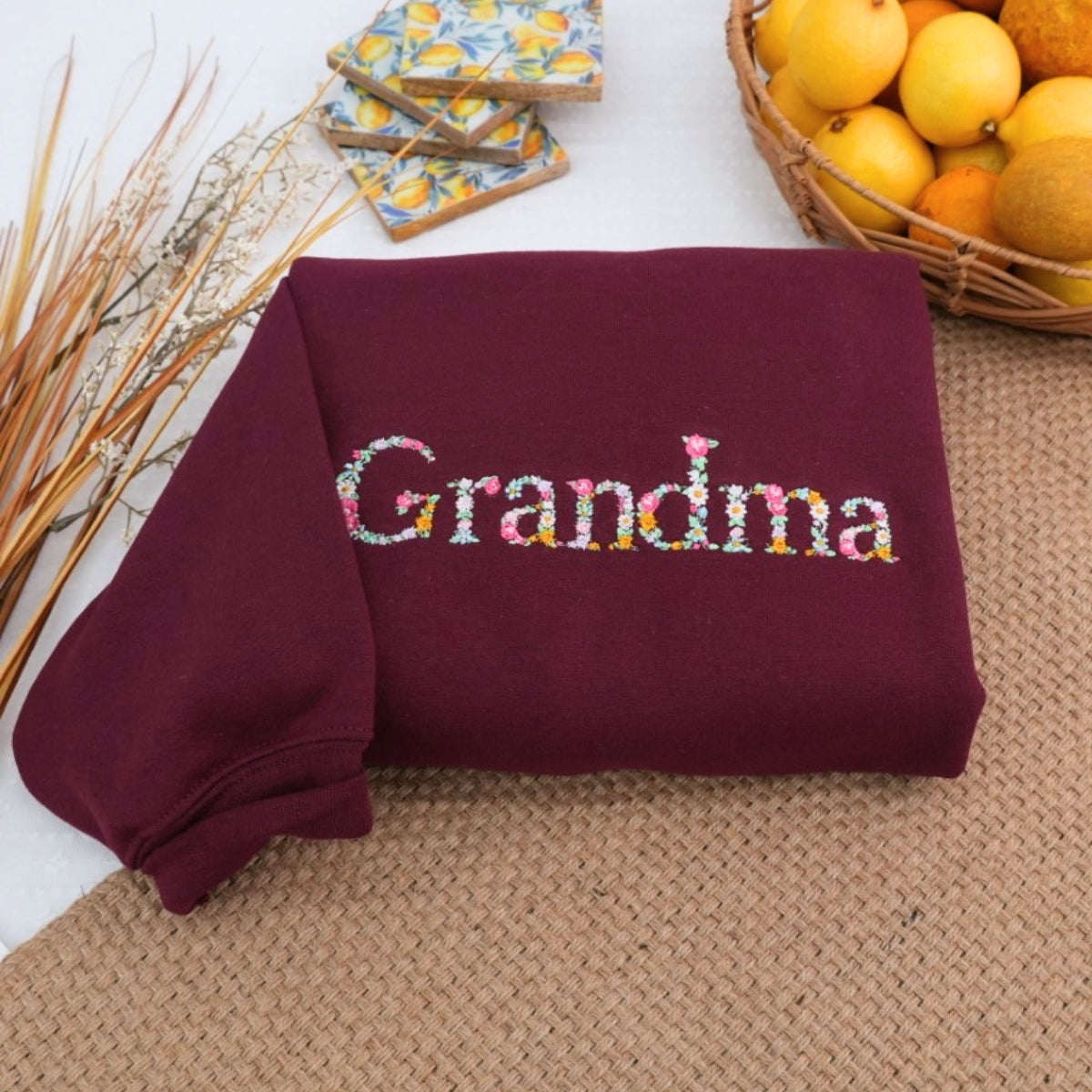 Grandma Custom Hoodies - Floral Embroidered Sweatshirts - Perfect Grandmother Gift Mother's Day