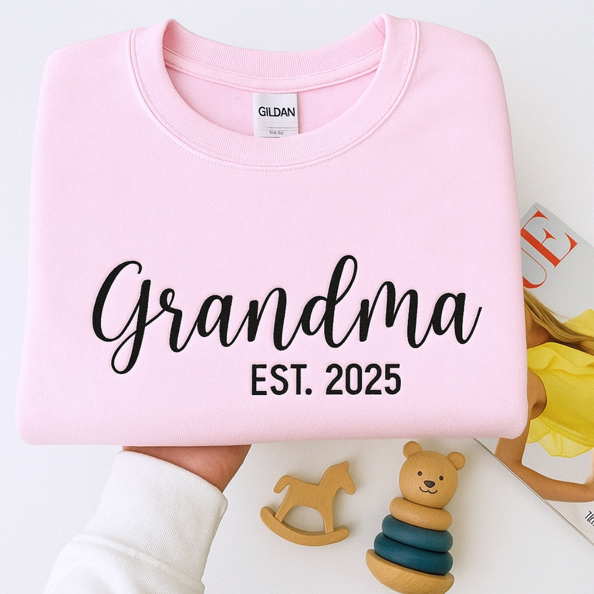 Grandma EST Embroidered Hoodie - Custom Grandchildren Names - Mother's Day Gift