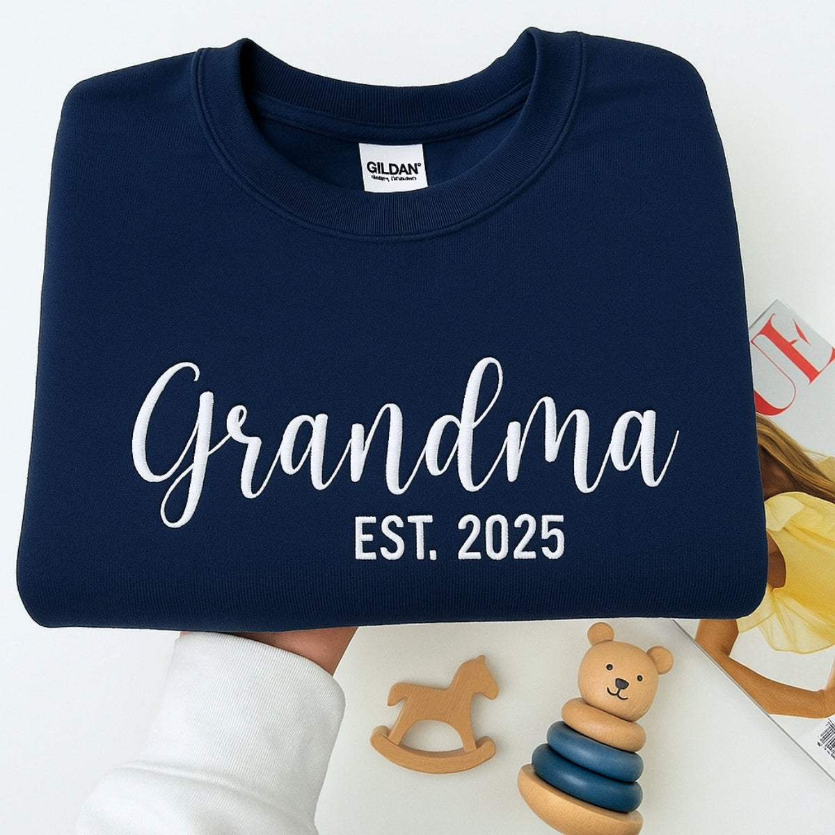 Grandma EST Embroidered Hoodie - Custom Grandchildren Names - Mother's Day Gift