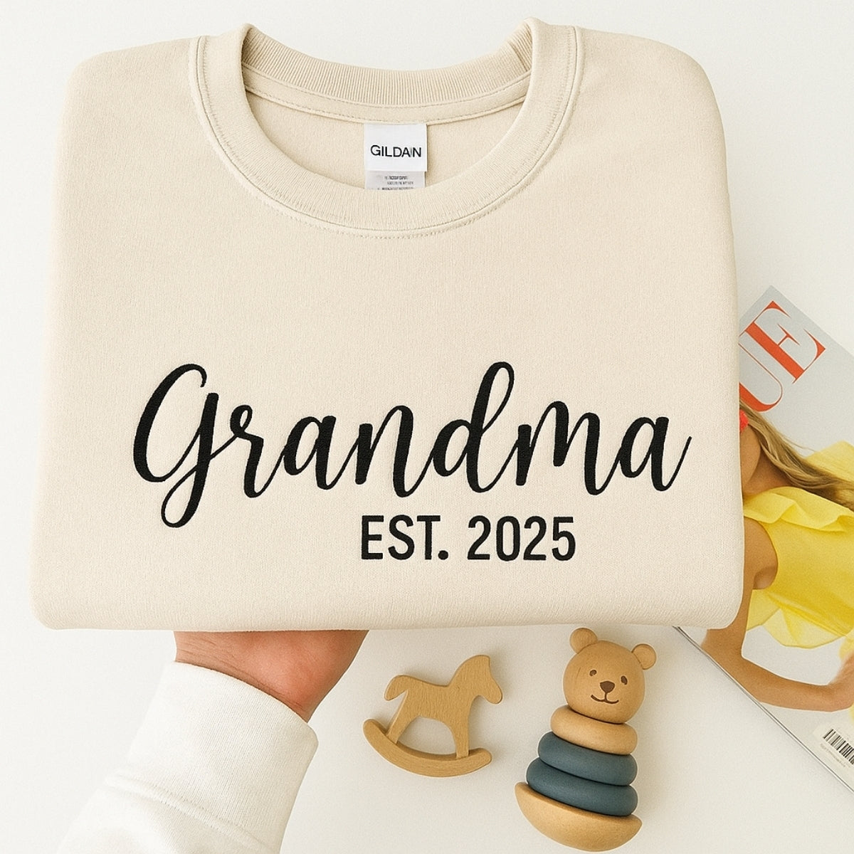 Grandma EST Embroidered Hoodie - Custom Grandchildren Names - Mother's Day Gift