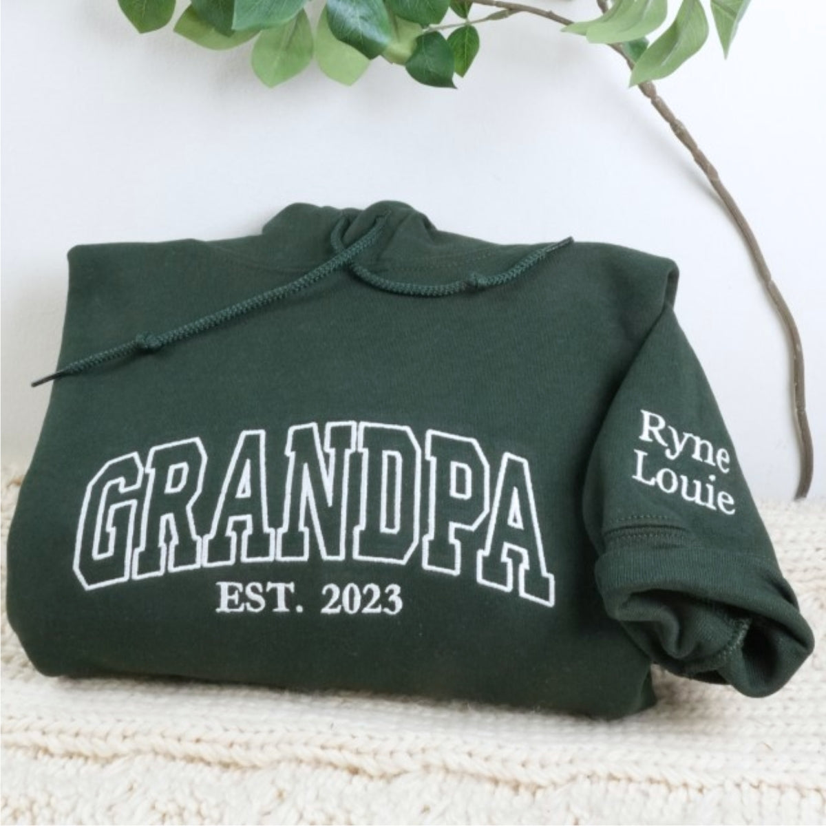Grandpa Custom Hoodies - Grandfather Embroidered Sweatshirts with Grandkids Names - Perfect Father's Day Gift