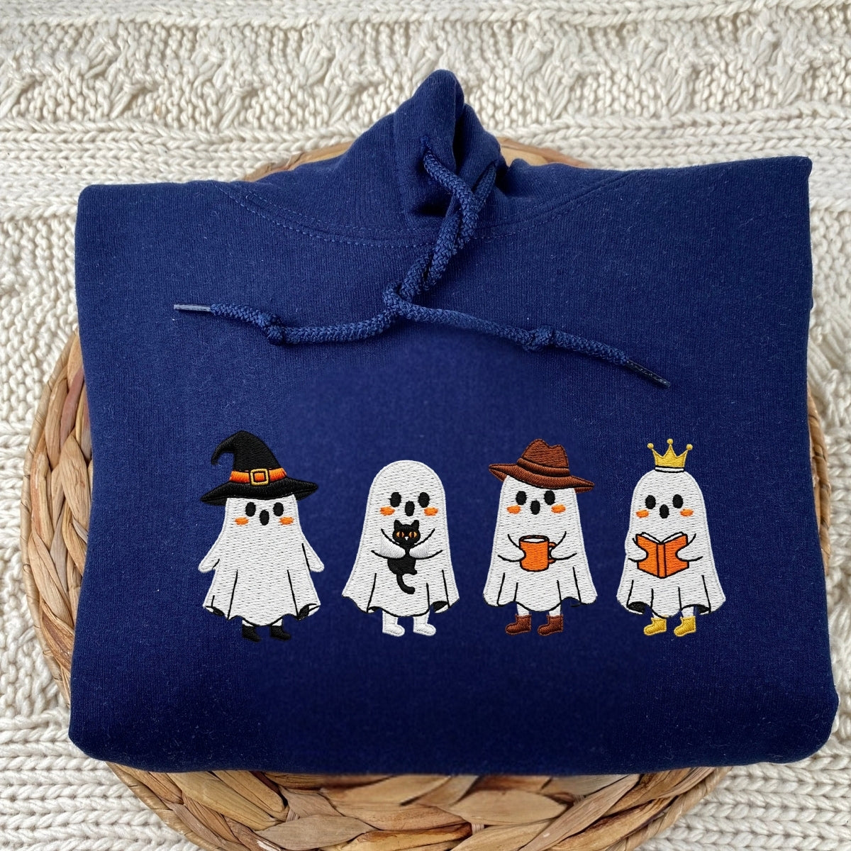 Halloween Ghost Custom Hoodies - Spooky Embroidered Sweatshirts - Perfect Halloween Gift