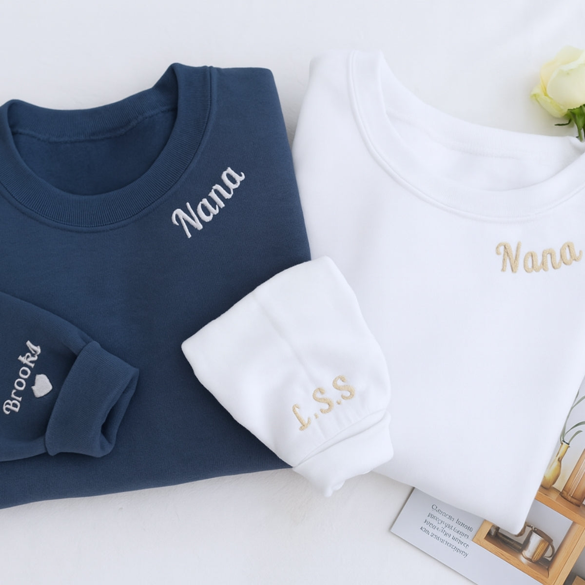 Nana Neckline Embroidered Sweatshirts - Custom Grandmother Hoodies - Mother's Day Gift