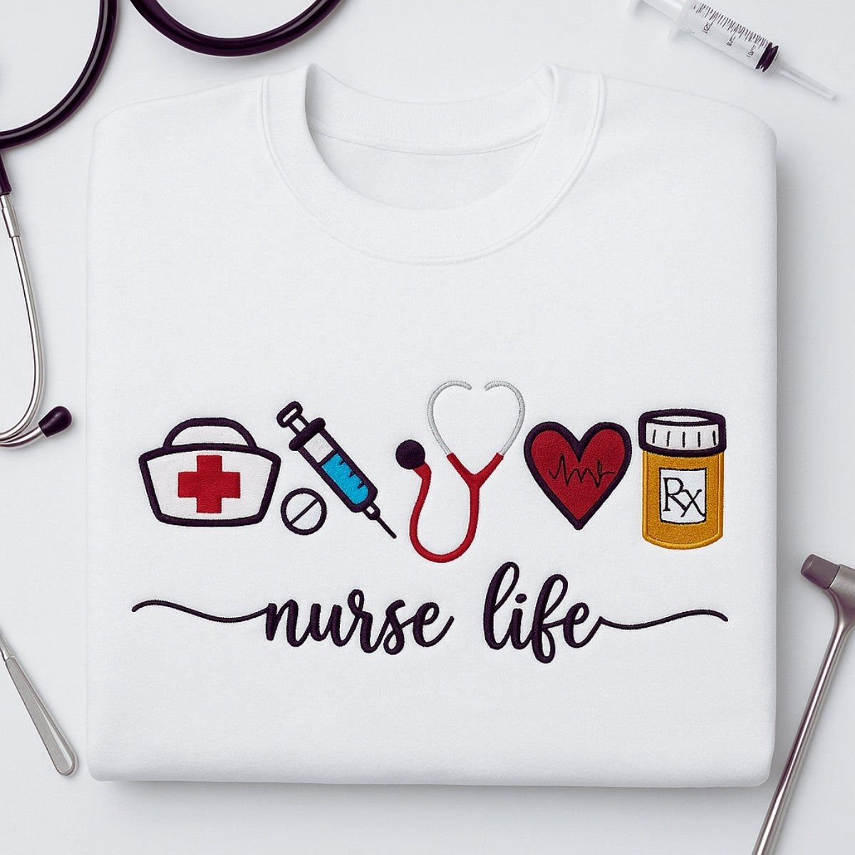 Nurse Life Custom Sweatshirt - Healthcare Embroidered Hoodie - Perfect Nurse Appreciation Gift